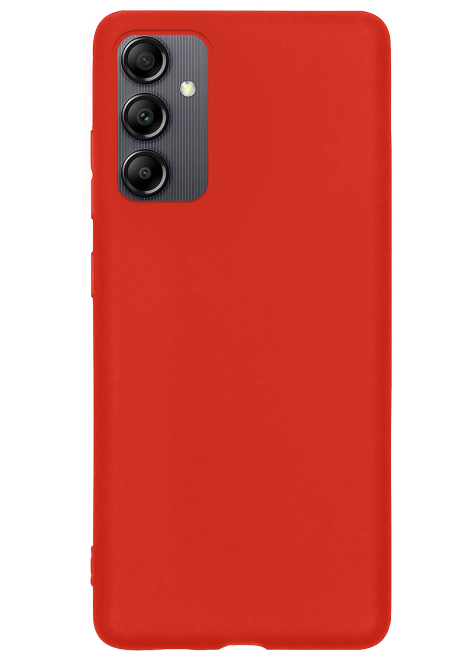 BTH Hoesje Geschikt voor Samsung A14 Hoesje Siliconen Case Hoes - Hoes Geschikt voor Samsung Galaxy A14 Hoes Cover Case - Rood - 2 PACK