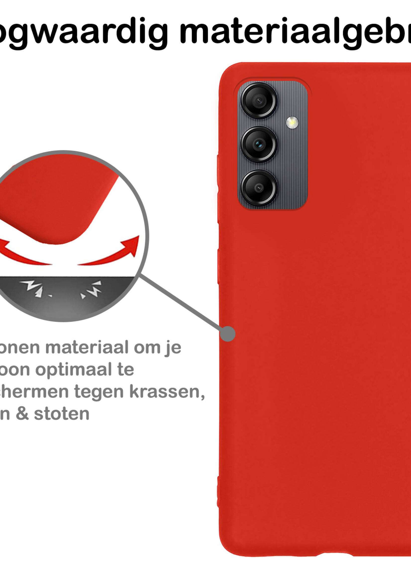 BTH Hoesje Geschikt voor Samsung A14 Hoesje Siliconen Case Hoes - Hoes Geschikt voor Samsung Galaxy A14 Hoes Cover Case - Rood - 2 PACK