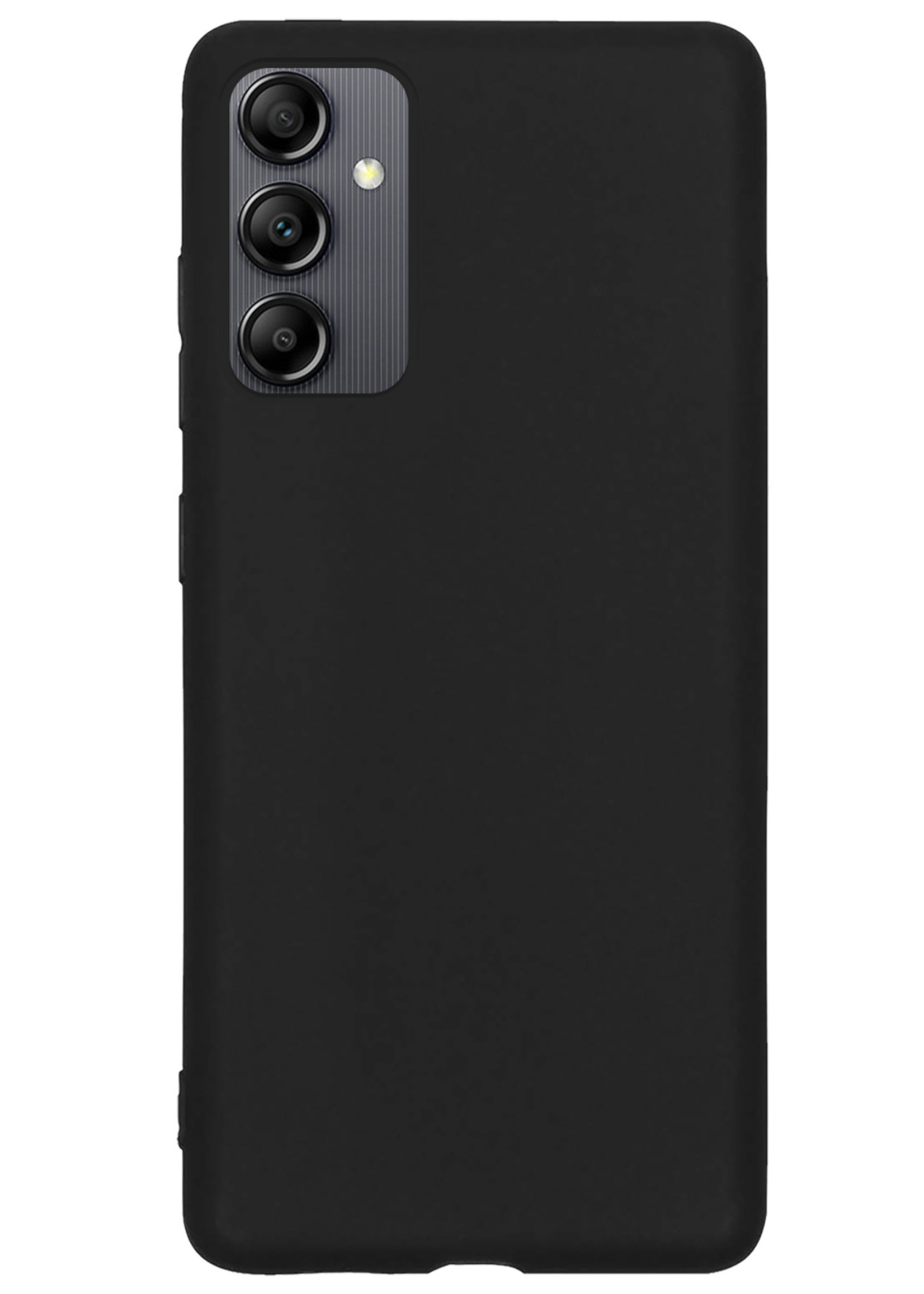 BTH Hoesje Geschikt voor Samsung A14 Hoesje Siliconen Case Hoes Met 2x Screenprotector - Hoes Geschikt voor Samsung Galaxy A14 Hoes Cover Case - Zwart
