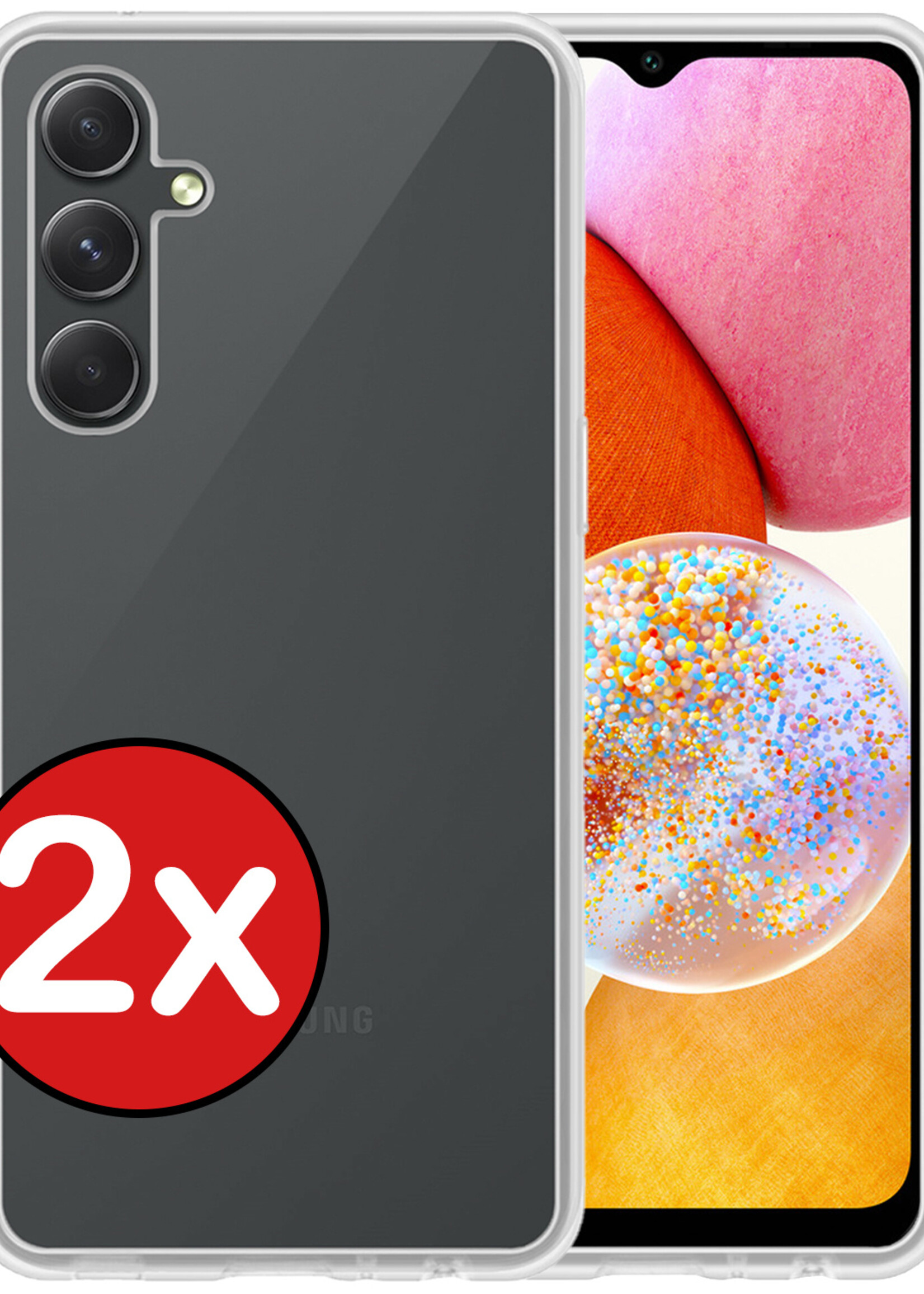 BTH Hoesje Geschikt voor Samsung A14 Hoesje Siliconen Case Hoes - Hoes Geschikt voor Samsung Galaxy A14 Hoes Cover Case - Transparant - 2 PACK