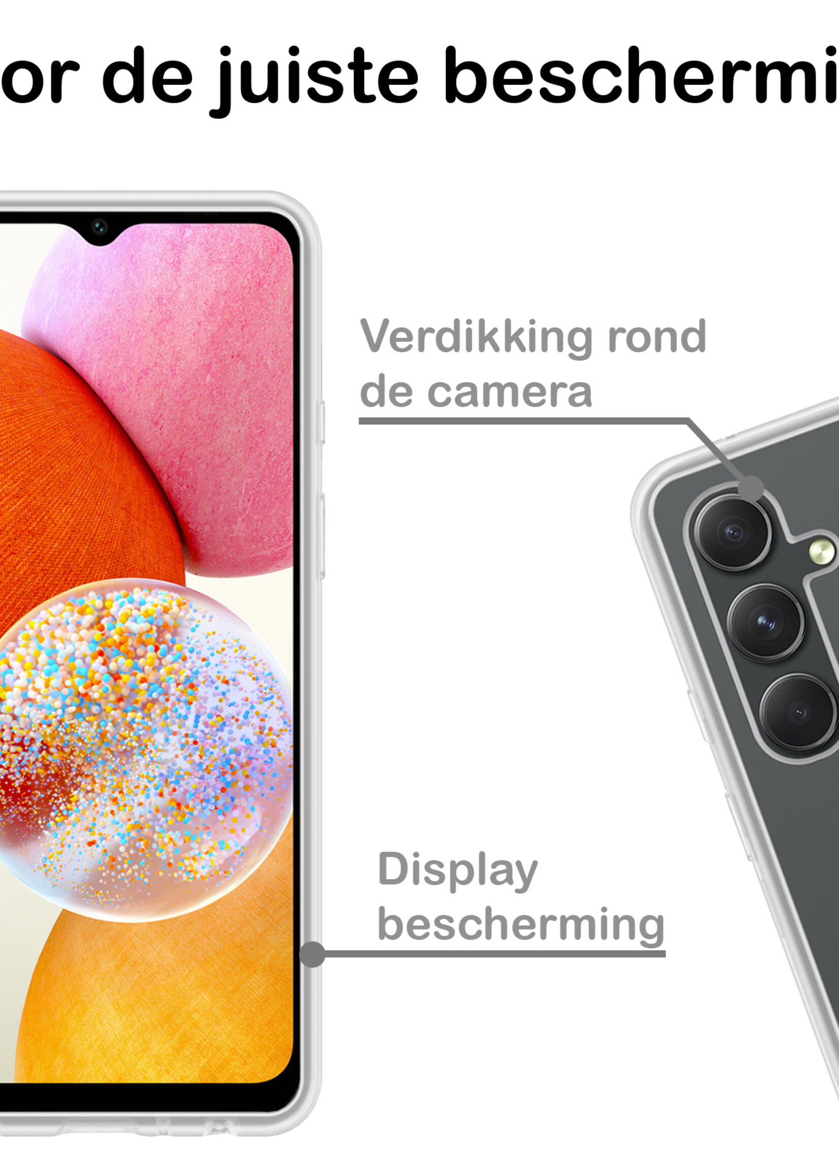 BTH Hoesje Geschikt voor Samsung A14 Hoesje Siliconen Case Hoes - Hoes Geschikt voor Samsung Galaxy A14 Hoes Cover Case - Transparant - 2 PACK