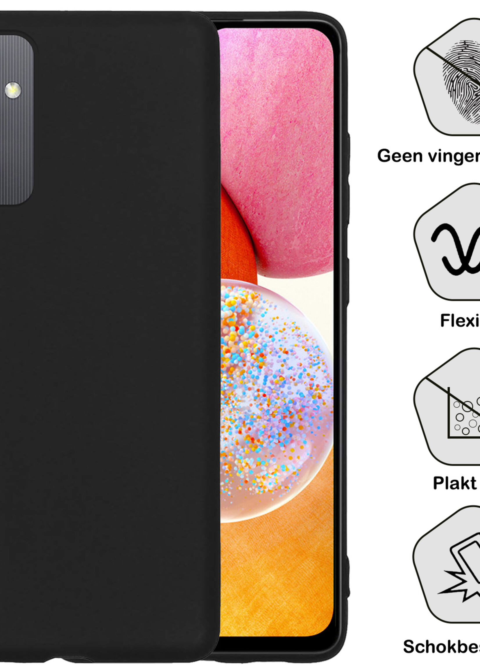 BTH Samsung A14 Hoesje Siliconen Case Cover - Samsung Galaxy A14 Hoesje Cover Hoes Siliconen - Zwart