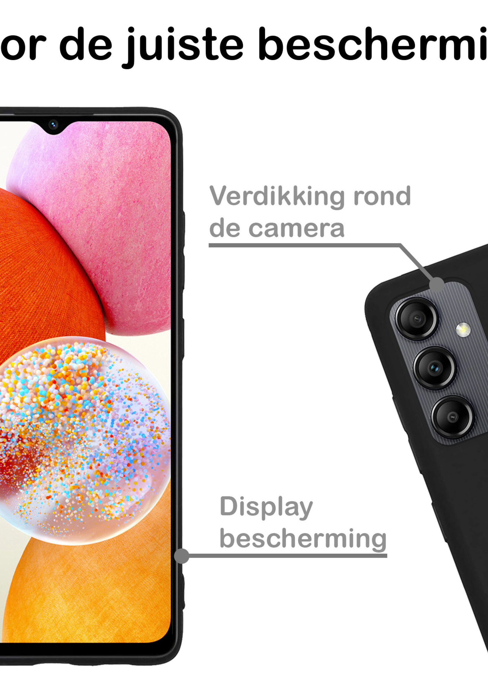 BTH Samsung A14 Hoesje Siliconen Case Cover - Samsung Galaxy A14 Hoesje Cover Hoes Siliconen - Zwart