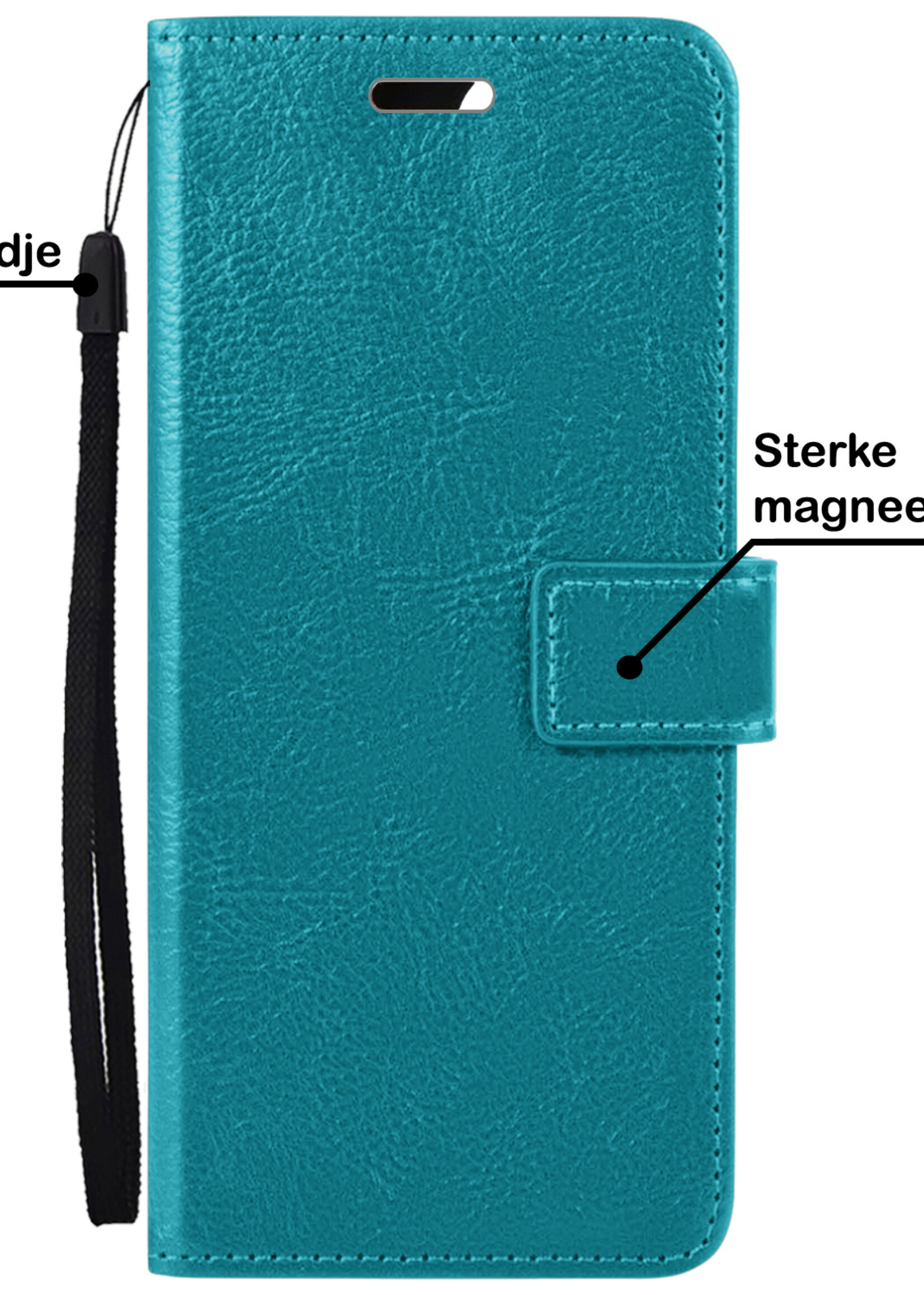 BTH Samsung A14 Hoesje Book Case Hoes Portemonnee Cover Walletcase - Samsung Galaxy A14 Hoes Bookcase Hoesje - Turquoise