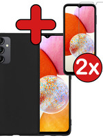 BTH BTH Samsung Galaxy A14 Hoesje Siliconen Met 2x Screenprotector - Zwart