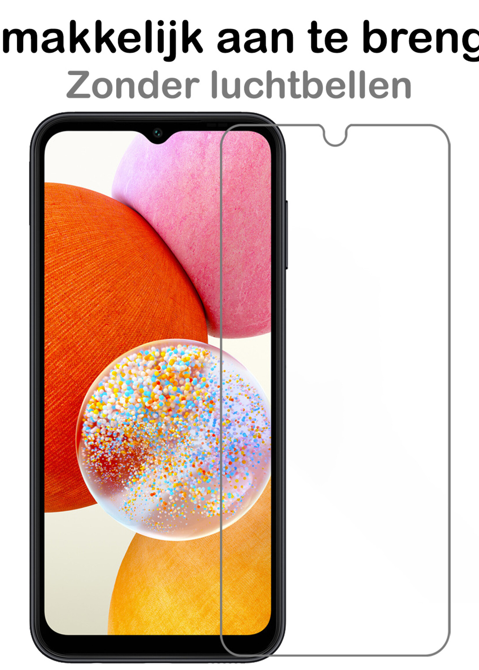 BTH Hoesje Geschikt voor Samsung A14 Hoesje Siliconen Case Hoes Met 2x Screenprotector - Hoes Geschikt voor Samsung Galaxy A14 Hoes Cover Case - Roze