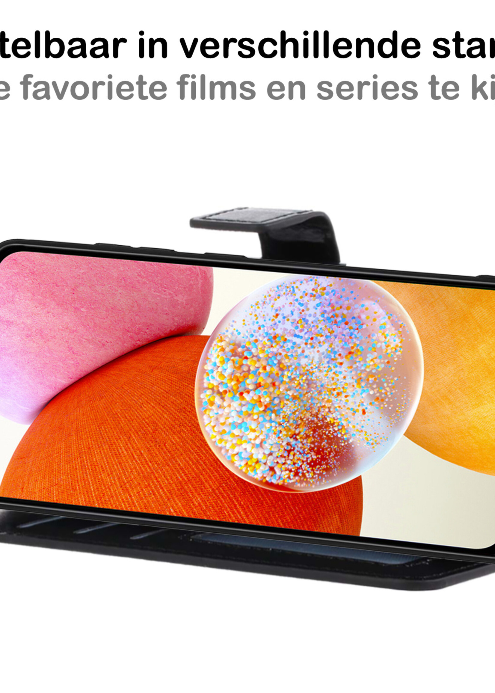BTH Hoesje Geschikt voor Samsung A14 Hoesje Book Case Hoes Portemonnee Cover Walletcase Met Screenprotector - Hoes Geschikt voor Samsung Galaxy A14 Hoes Bookcase Hoesje - Zwart