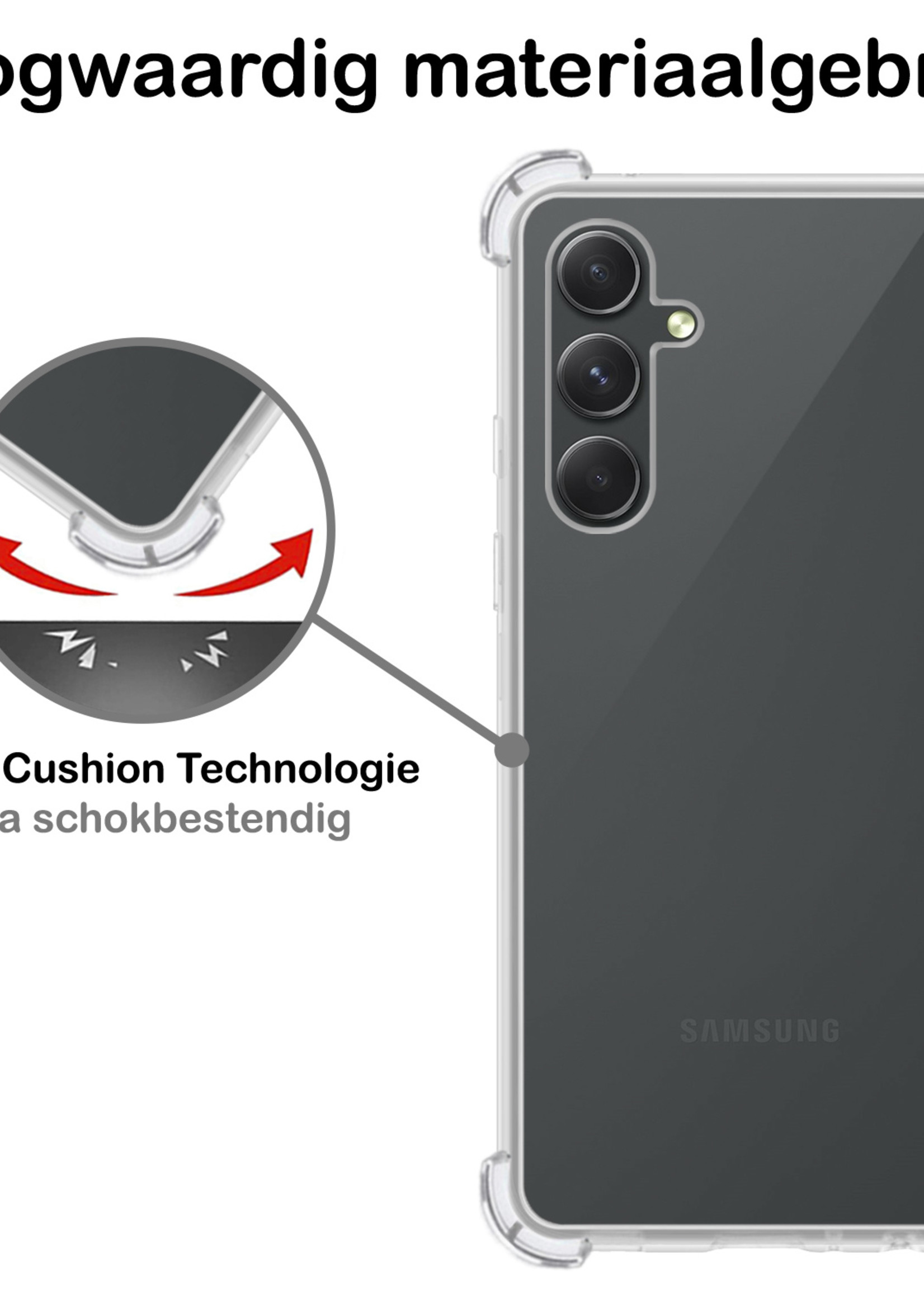 BTH Hoesje Geschikt voor Samsung A14 Hoesje Siliconen Shock Proof Case Hoes Met Screenprotector - Hoes Geschikt voor Samsung Galaxy A14 Hoes Cover Case Shockproof - Transparant