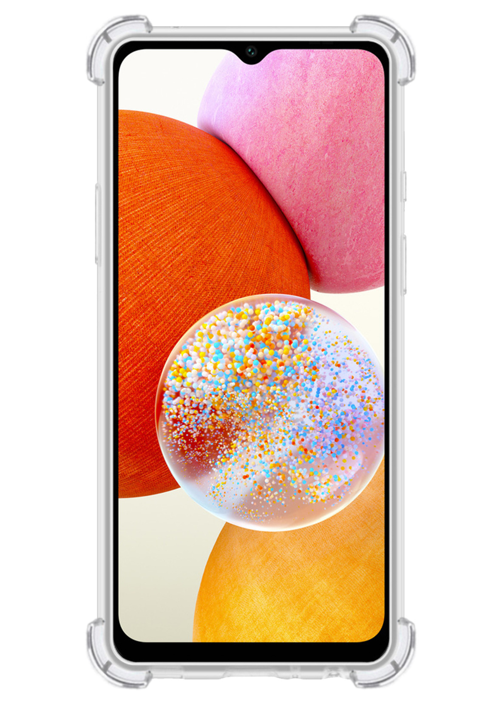 BTH Hoesje Geschikt voor Samsung A14 Hoesje Siliconen Shock Proof Case Hoes Met Screenprotector - Hoes Geschikt voor Samsung Galaxy A14 Hoes Cover Case Shockproof - Transparant