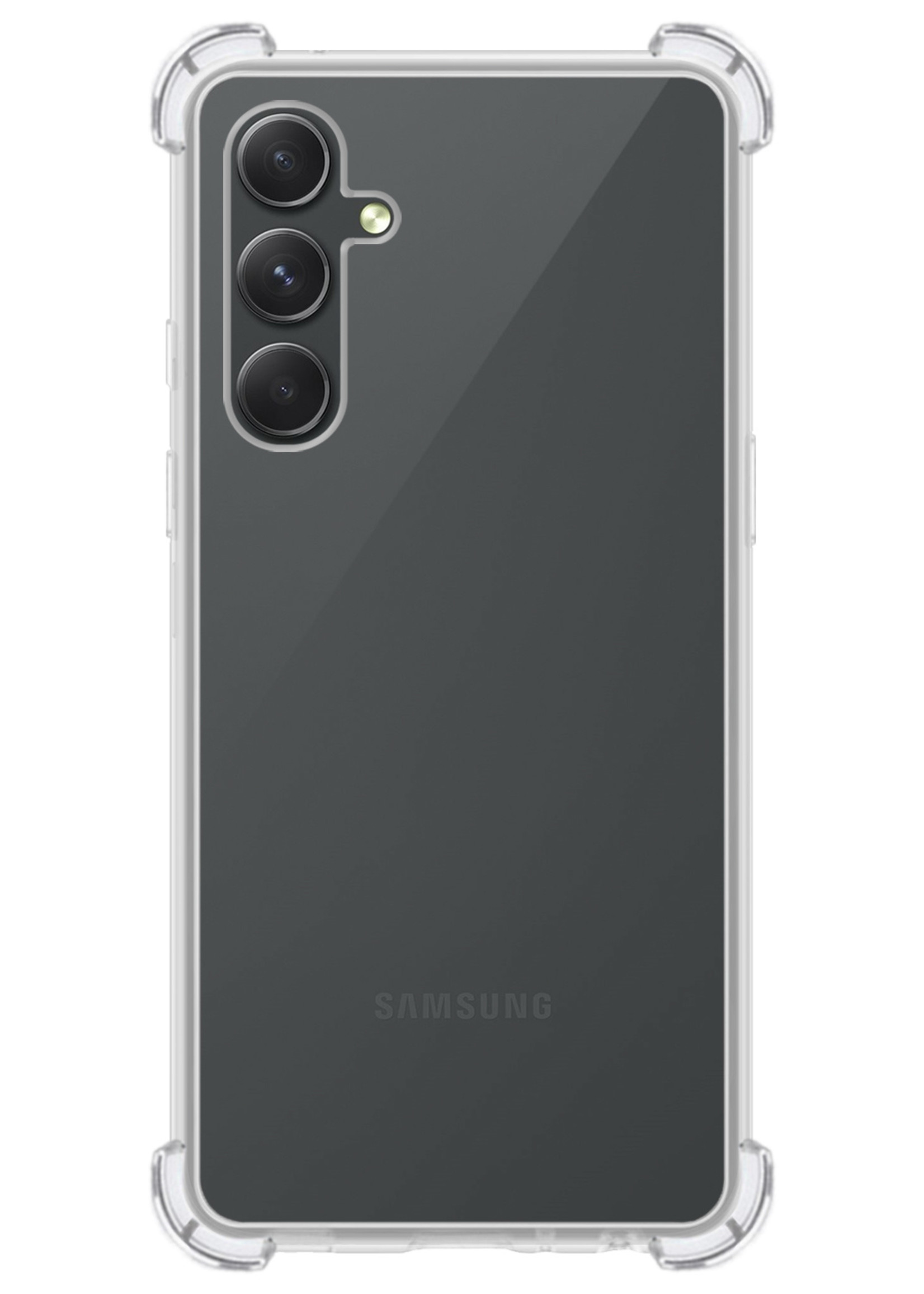 BTH Hoesje Geschikt voor Samsung A14 Hoesje Siliconen Shock Proof Case Hoes Met Screenprotector - Hoes Geschikt voor Samsung Galaxy A14 Hoes Cover Case Shockproof - Transparant
