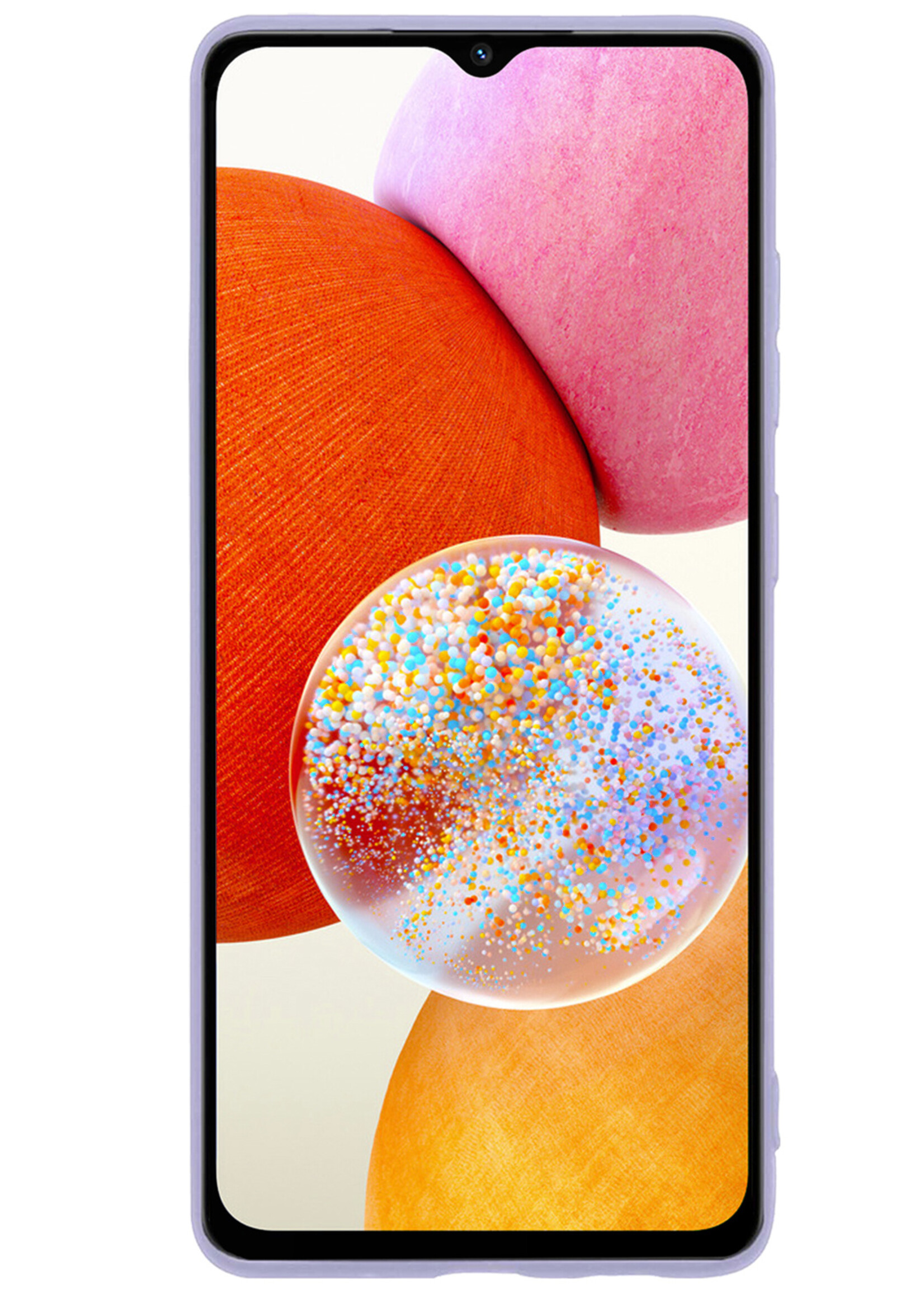 BTH Hoesje Geschikt voor Samsung A14 Hoesje Siliconen Case Hoes - Hoes Geschikt voor Samsung Galaxy A14 Hoes Cover Case - Lila - 2 PACK