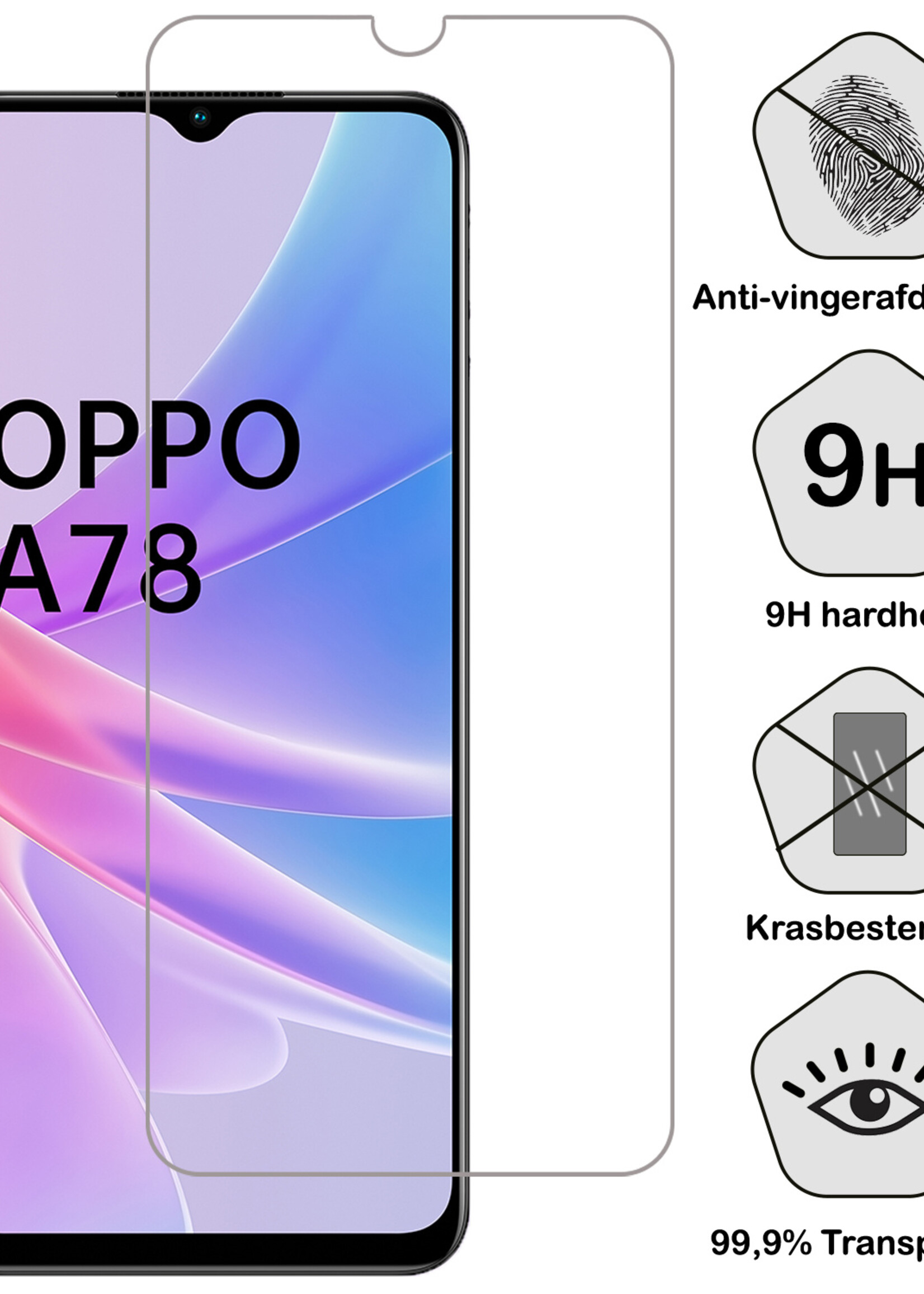 BTH Screenprotector Geschikt voor OPPO A78 5G Screenprotector Glas Gehard Tempered Glass - Screenprotector Geschikt voor OPPO A78 Screen Protector Screen Cover - 3 PACK