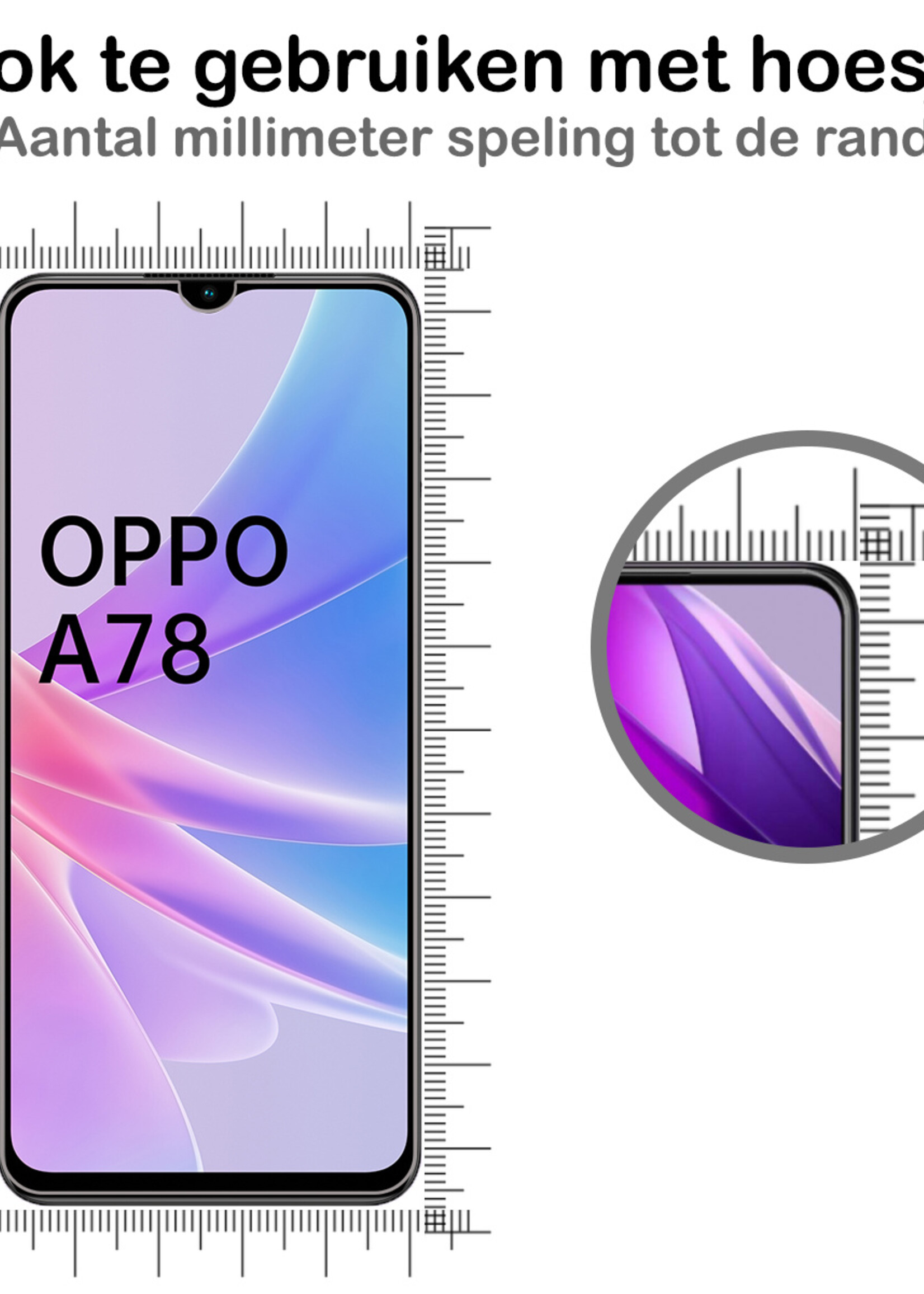 BTH Screenprotector Geschikt voor OPPO A78 5G Screenprotector Glas Gehard Tempered Glass - Screenprotector Geschikt voor OPPO A78 Screen Protector Screen Cover - 3 PACK