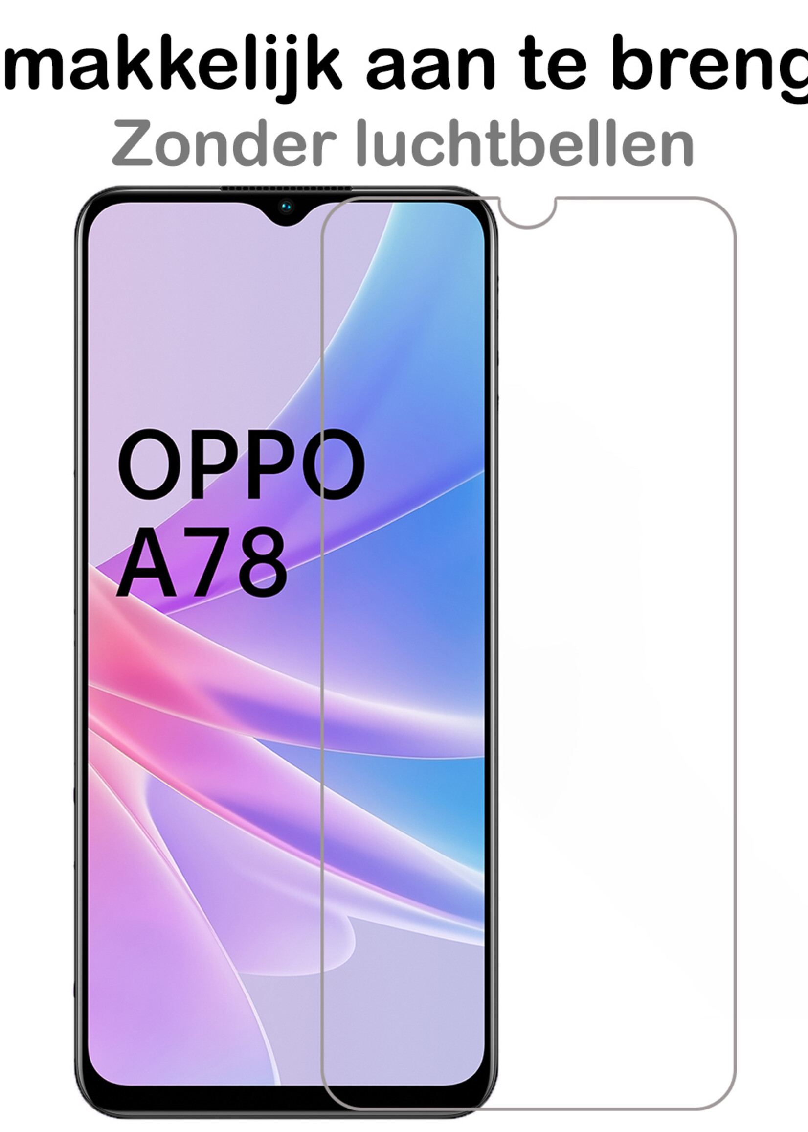 BTH Screenprotector Geschikt voor OPPO A78 5G Screenprotector Glas Gehard Tempered Glass - Screenprotector Geschikt voor OPPO A78 Screen Protector Screen Cover - 3 PACK