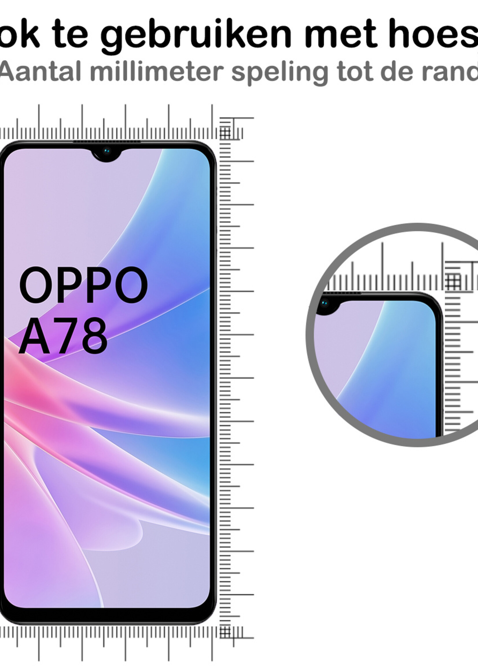 BTH Screenprotector Geschikt voor OPPO A78 5G Screenprotector Glas Gehard Tempered Glass Full Cover - Screenprotector Geschikt voor OPPO A78 Screen Protector Screen Cover - 3 PACK