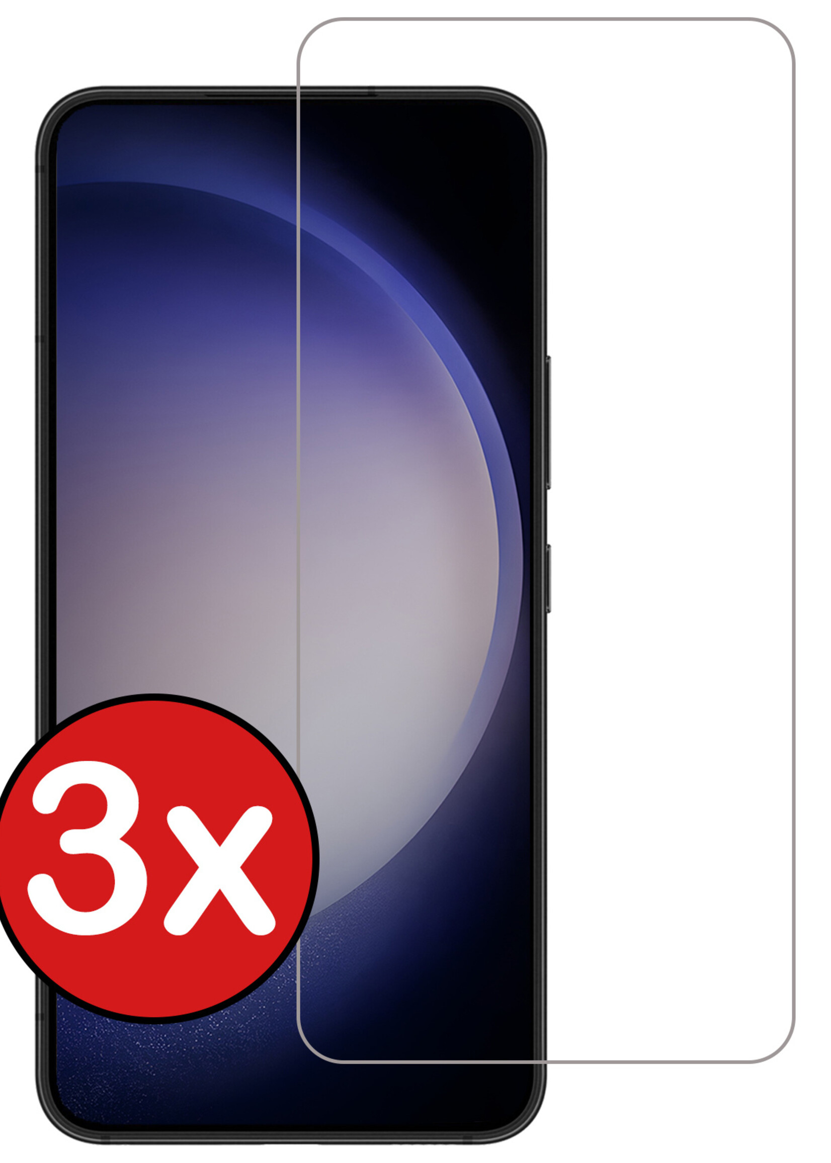 BTH Screenprotector Geschikt voor Samsung S23 Screenprotector Glas Gehard Met Dichte Notch - Screenprotector Geschikt voor Samsung Galaxy S23 Screen Protector Glas Tempered Glass - 3 PACK