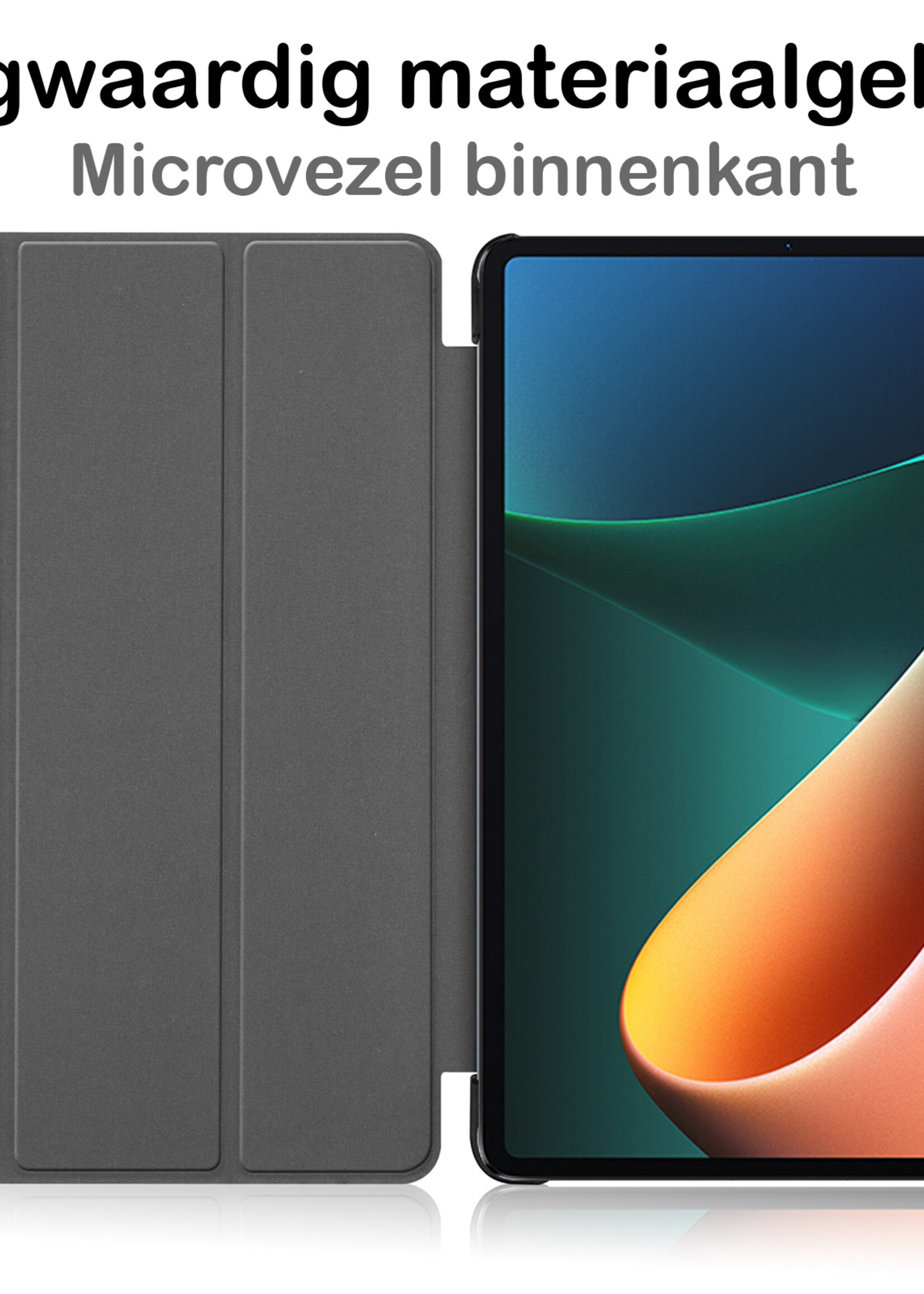 BTH Hoes Geschikt voor Xiaomi Pad 5 Hoes Book Case Hoesje Trifold Cover Met Screenprotector - Hoesje Geschikt voor Xiaomi Mi Pad 5 Hoesje Bookcase - Zwart