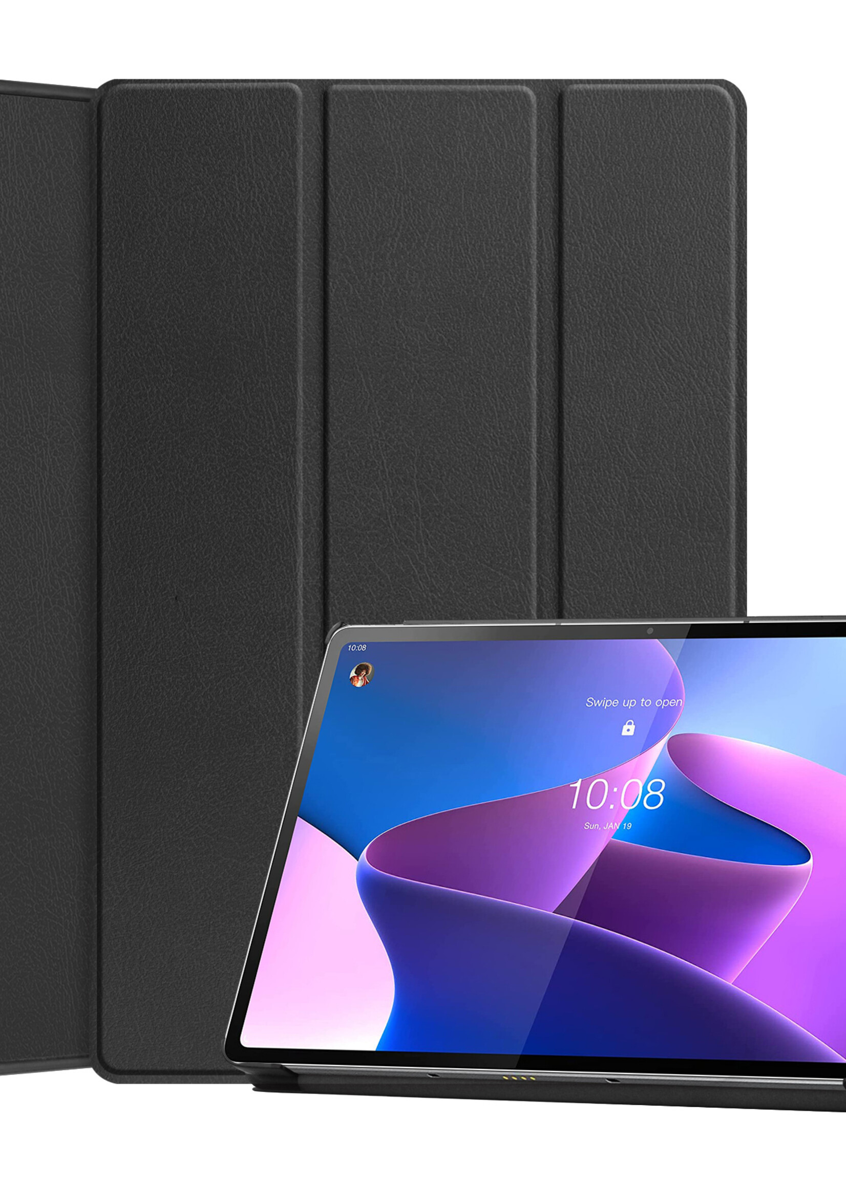 BTH Lenovo Tab P12 Pro Hoes Book Case Hoesje Luxe Cover - Lenovo Tab P12 Pro Hoesje - Zwart