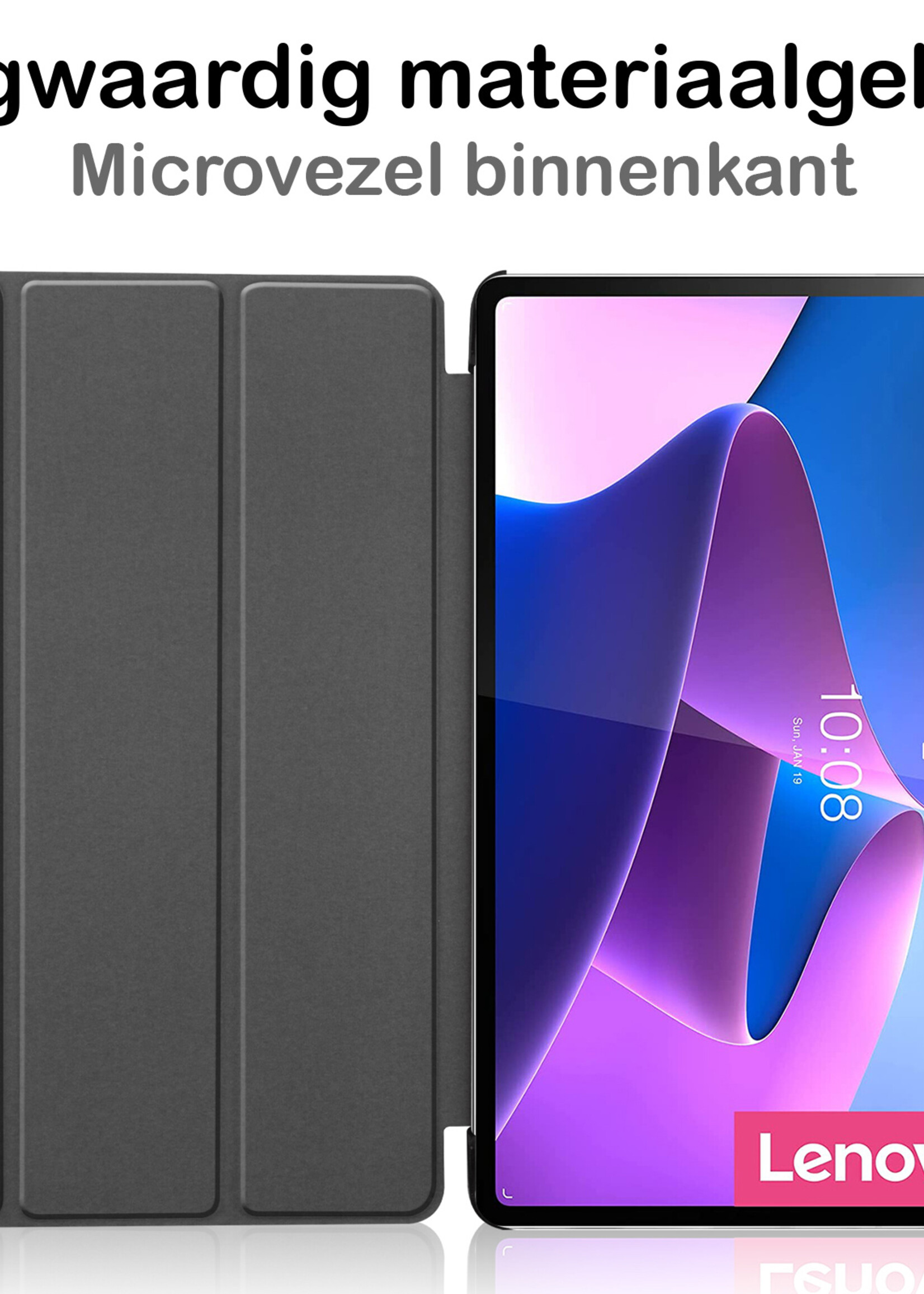 BTH Lenovo Tab P12 Pro Hoes Book Case Hoesje Luxe Cover - Lenovo Tab P12 Pro Hoesje - Zwart
