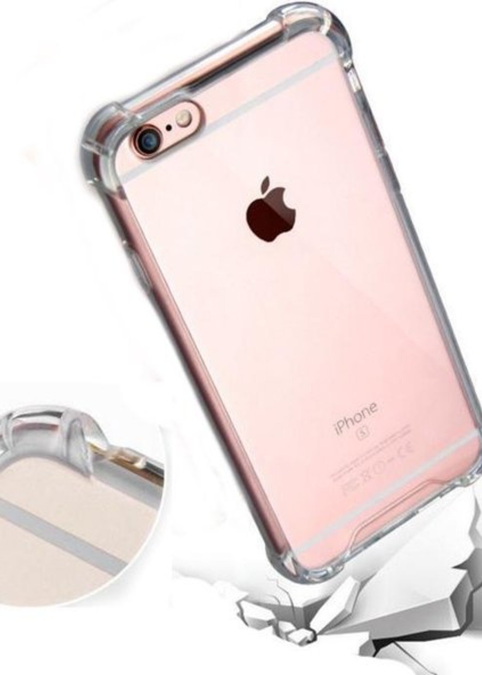 BTH Hoesje Geschikt voor iPhone 7 Hoesje Siliconen Shock Proof Case Hoes - Hoes Geschikt voor iPhone 7 Hoes Cover Case Shockproof - Transparant