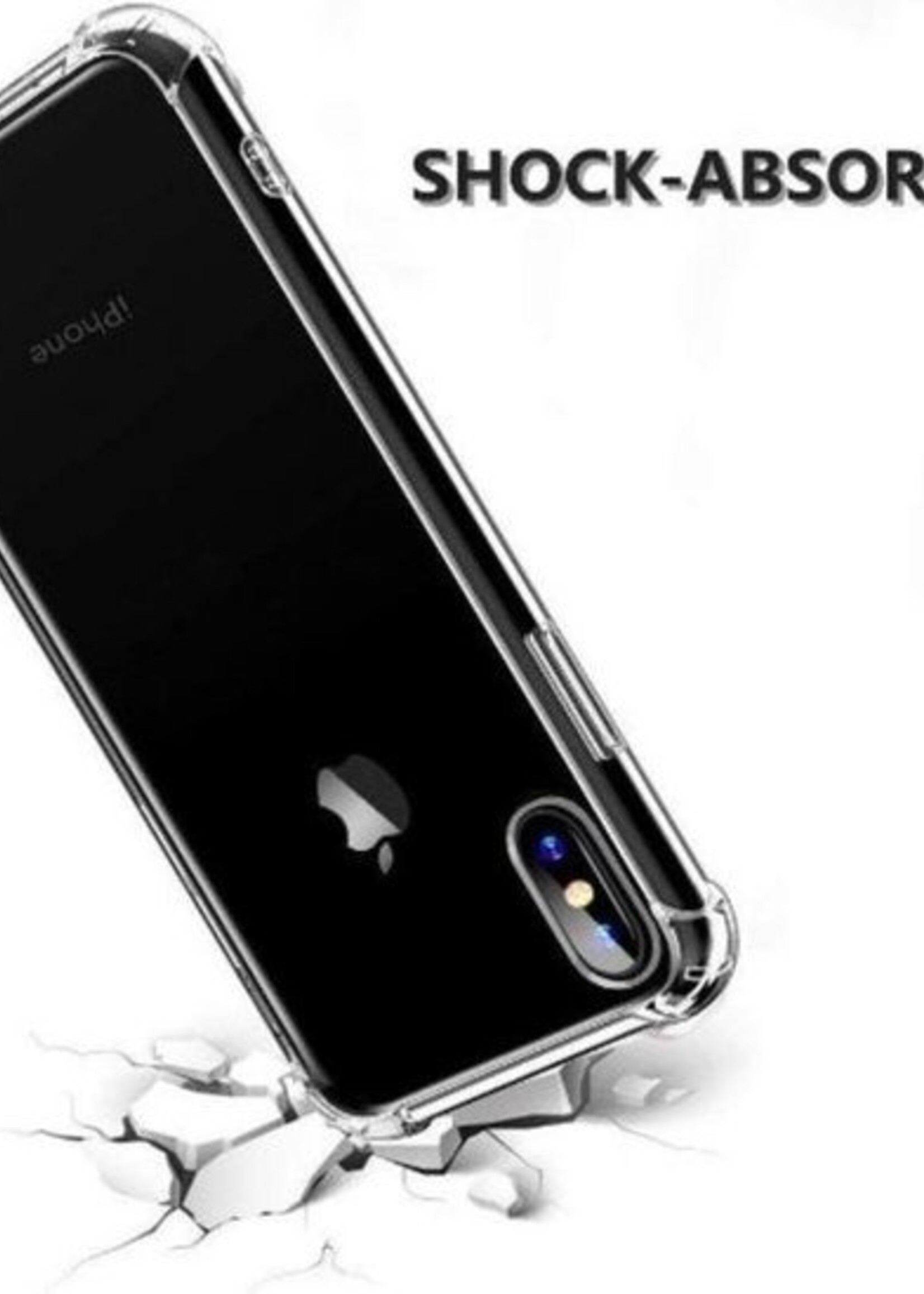 BTH Hoesje Geschikt voor iPhone X/Xs Hoesje Siliconen Shock Proof Case Hoes - Hoes Geschikt voor iPhone X/Xs Hoes Cover Case Shockproof - Transparant