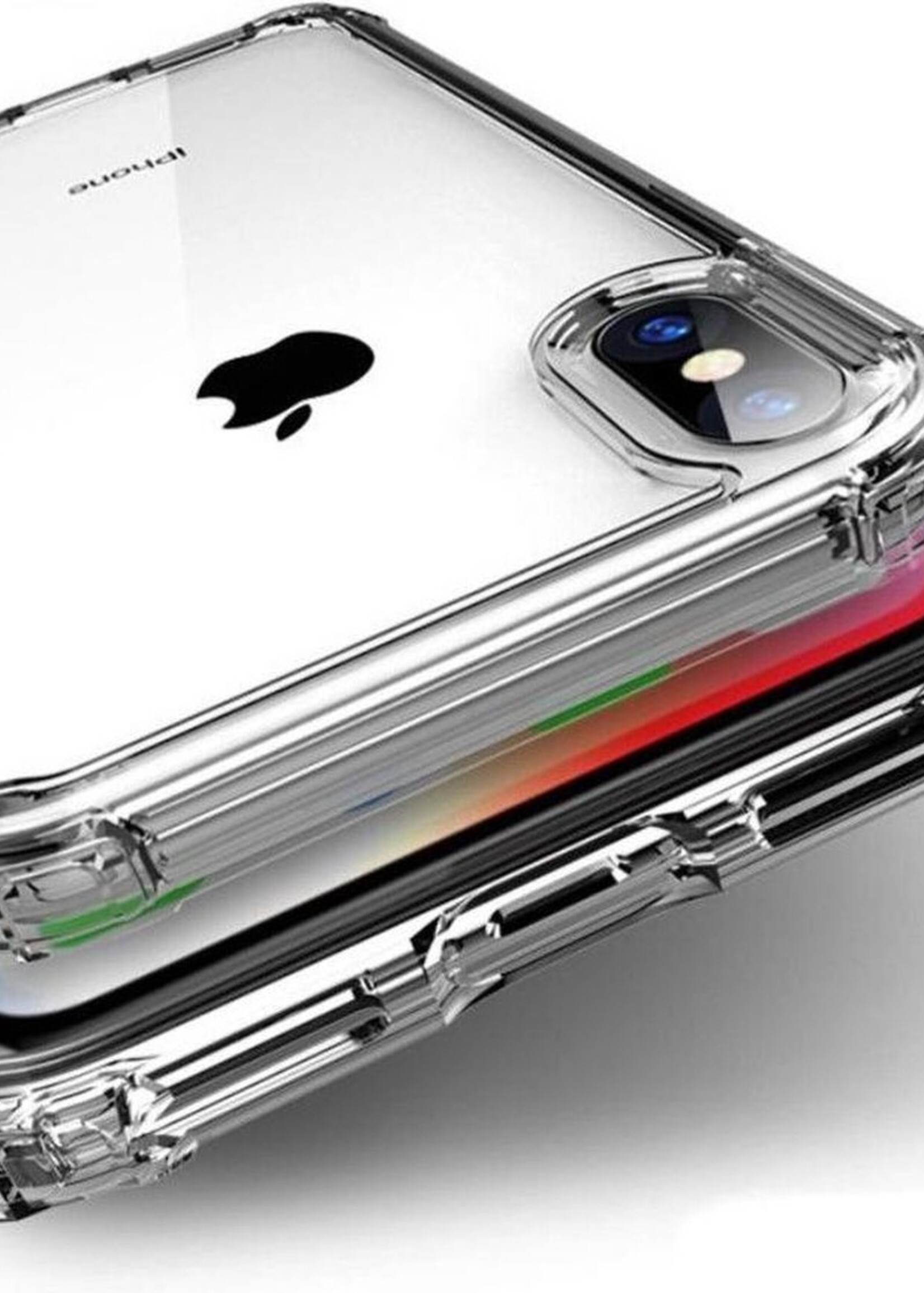 BTH Hoesje Geschikt voor iPhone XR Hoesje Siliconen Shock Proof Case Hoes - Hoes Geschikt voor iPhone XR Hoes Cover Case Shockproof - Transparant