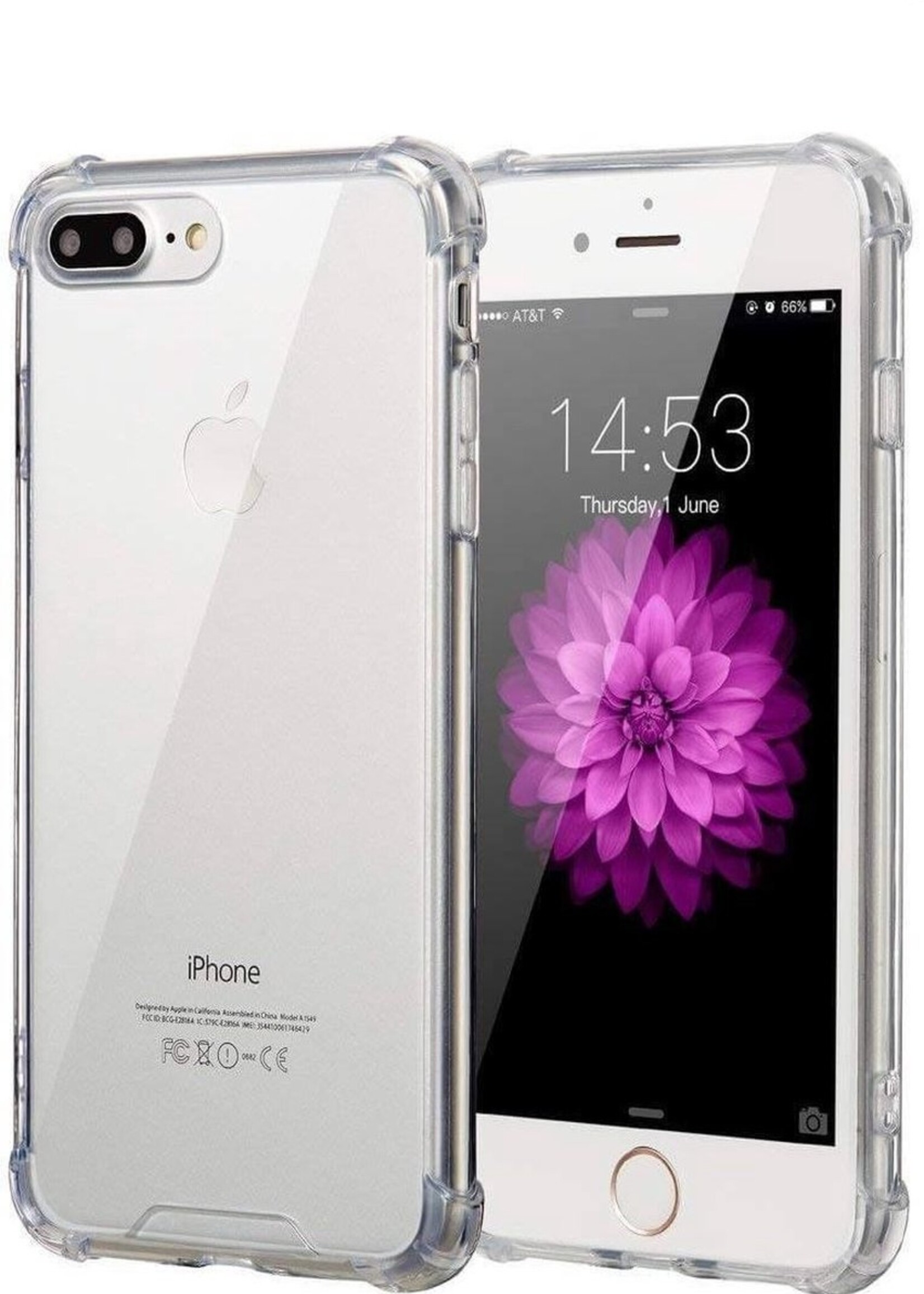 BTH Hoesje Geschikt voor iPhone 7/8 Plus Hoesje Siliconen Shock Proof Case Hoes - Hoes Geschikt voor iPhone 7/8 Plus Hoes Cover Case Shockproof - Transparant