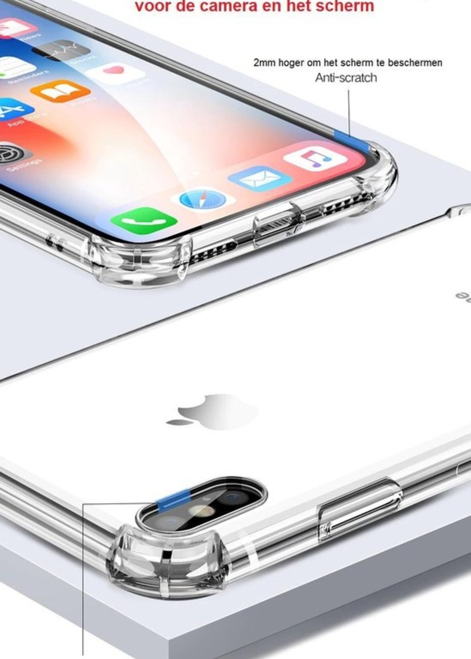 BTH Hoesje Geschikt voor iPhone 7/8 Plus Hoesje Siliconen Shock Proof Case Hoes - Hoes Geschikt voor iPhone 7/8 Plus Hoes Cover Case Shockproof - Transparant