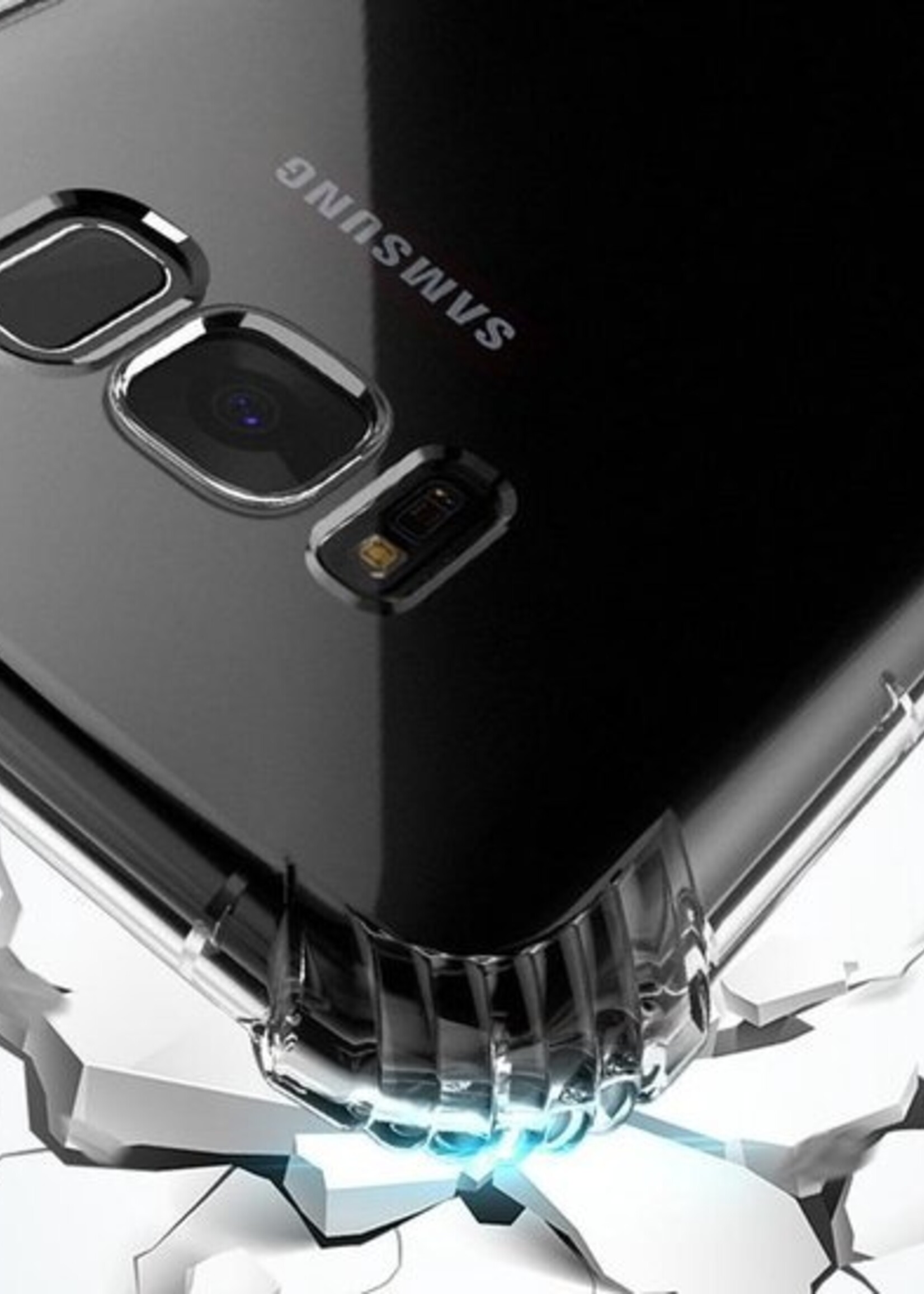 BTH Hoesje Geschikt voor Samsung Galaxy A7 2018 Hoesje Siliconen Shock Proof Case Hoes - Hoes Geschikt voor Samsung A7 2018 Hoes Cover Case Shockproof - Transparant