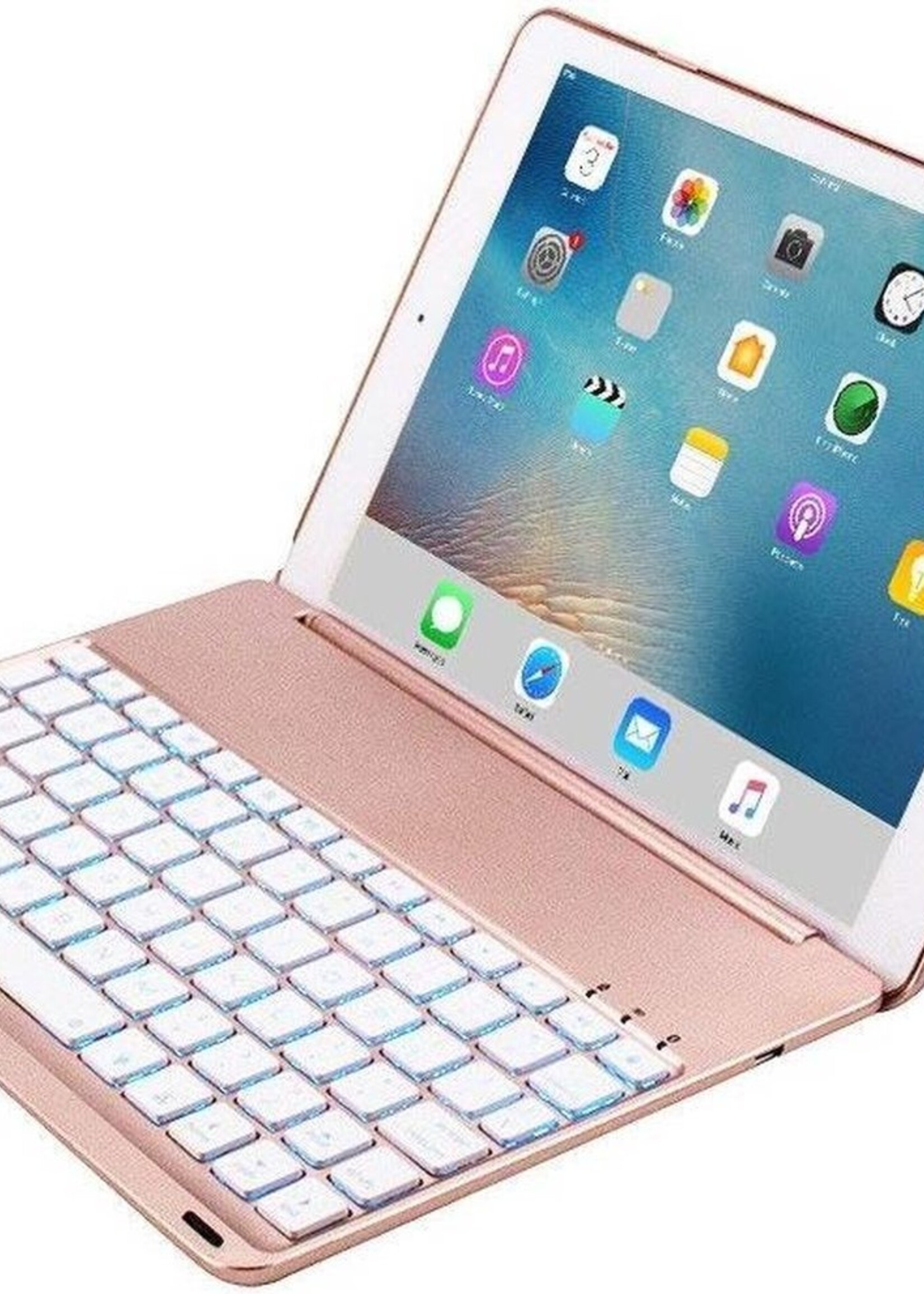 BTH Hoes Geschikt voor iPad 2017 Hoes Toetsenbord Hoesje Keyboard Case Cover - Hoesje Geschikt voor iPad 5 Hoes Toetsenbord Case - Roze