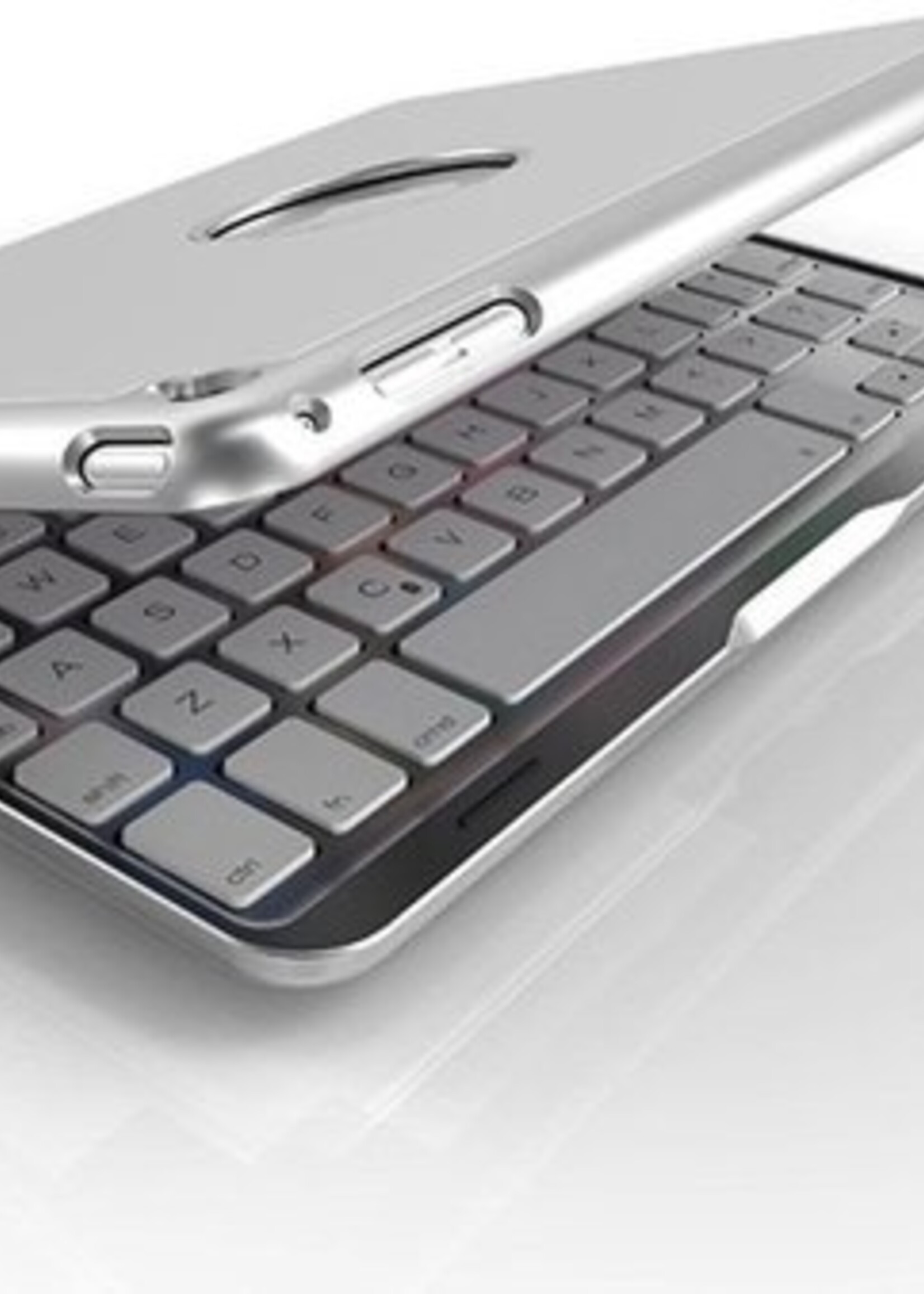 BTH Hoes Geschikt voor iPad Air 1 Hoes Toetsenbord Hoesje Keyboard Case Cover - Hoesje Geschikt voor iPad Air 1 Hoes Toetsenbord Case - Zilver