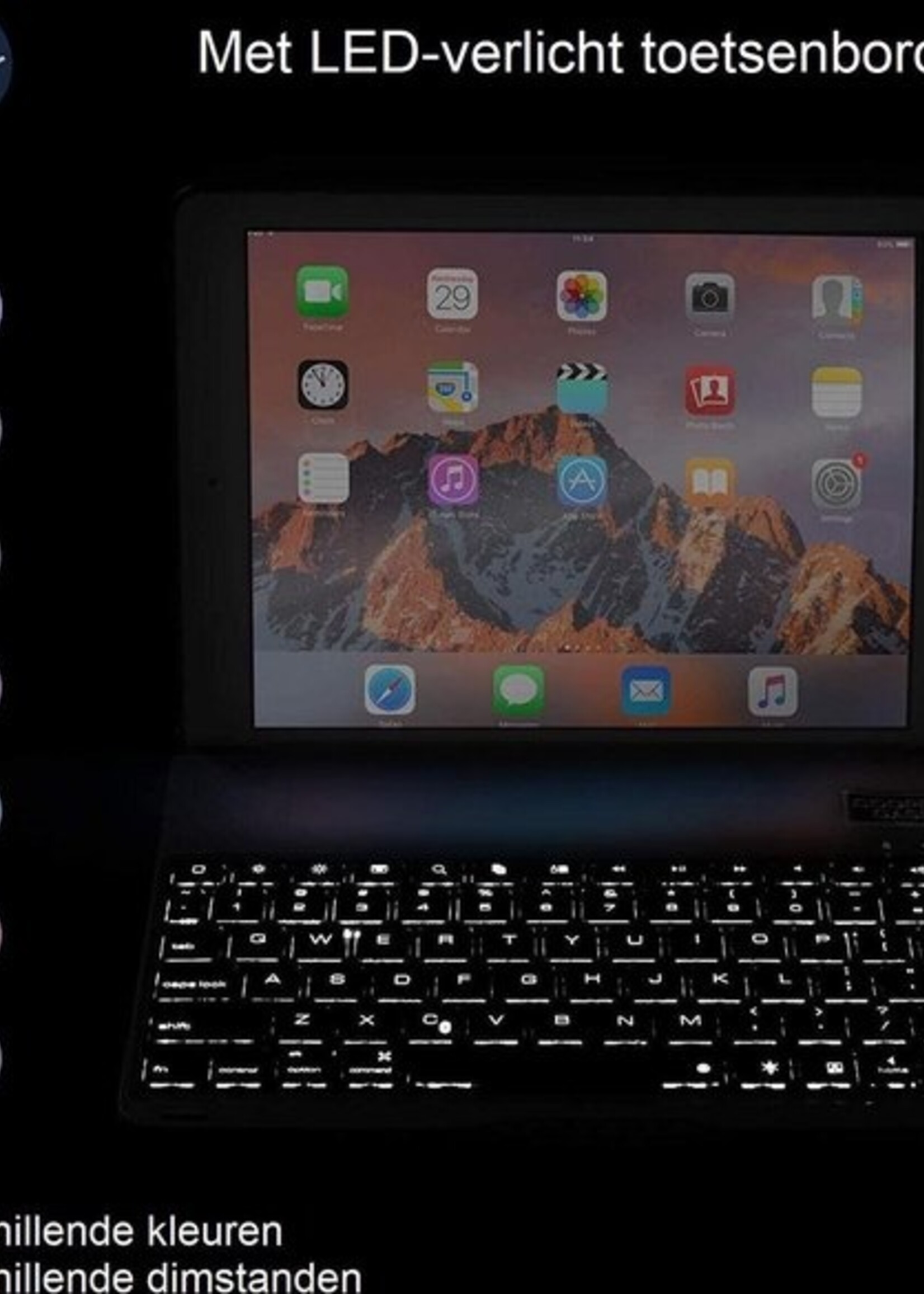 BTH Hoes Geschikt voor iPad Air 1 Hoes Toetsenbord Hoesje Keyboard Case Cover - Hoesje Geschikt voor iPad Air 1 Hoes Toetsenbord Case - Zilver