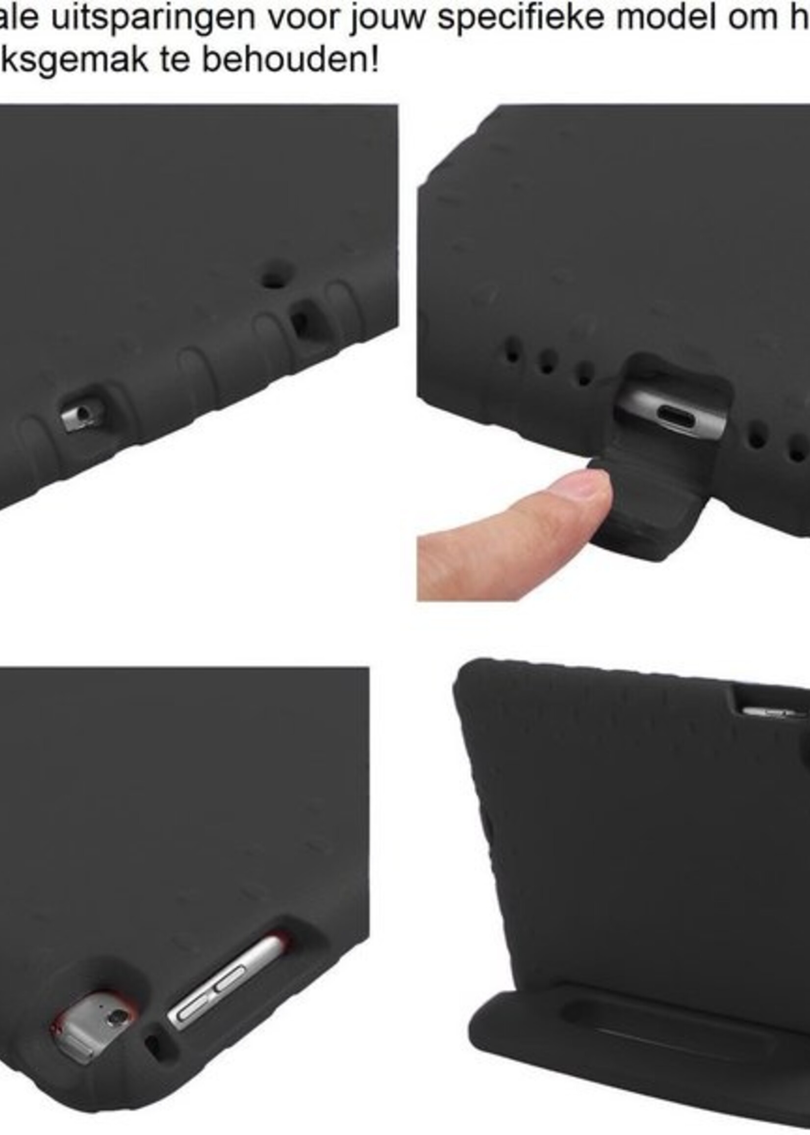 BTH Kinderhoes Geschikt voor iPad Air 1/2 / Pro 9.7 / 2017/2018 Hoes Kinder Hoesje Kids Case Cover Kidsproof - Hoesje Geschikt voor iPad Air 1/2 / Pro 9.7 / 5/6 Hoesje Kinder Hoes - Zwart