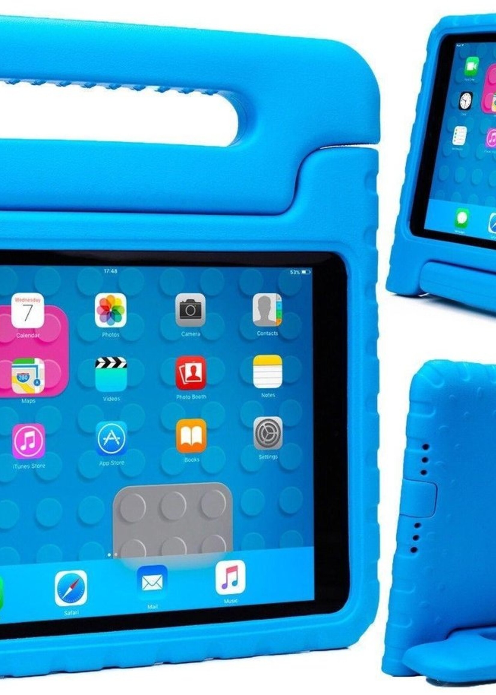 BTH Kinderhoes Geschikt voor iPad Air 1/2 / Pro 9.7 / 2017/2018 Hoes Kinder Hoesje Kids Case Cover Kidsproof - Hoesje Geschikt voor iPad Air 1/2 / Pro 9.7 / 5/6 Hoesje Kinder Hoes - Blauw