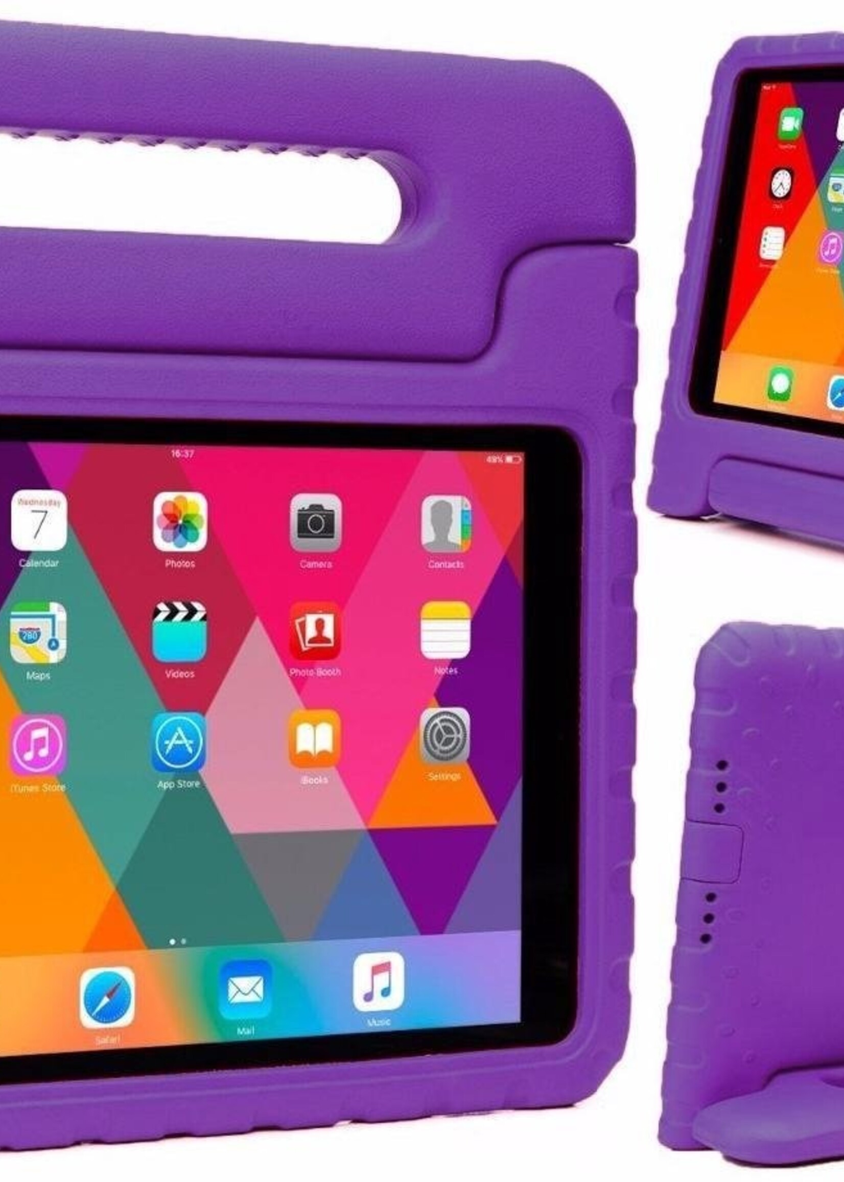 BTH Kinderhoes Geschikt voor iPad Mini 1 Hoes Kinder Hoesje Kids Case Cover Kidsproof - Hoesje Geschikt voor iPad Mini 1 Hoesje Kinder Hoes - Paars