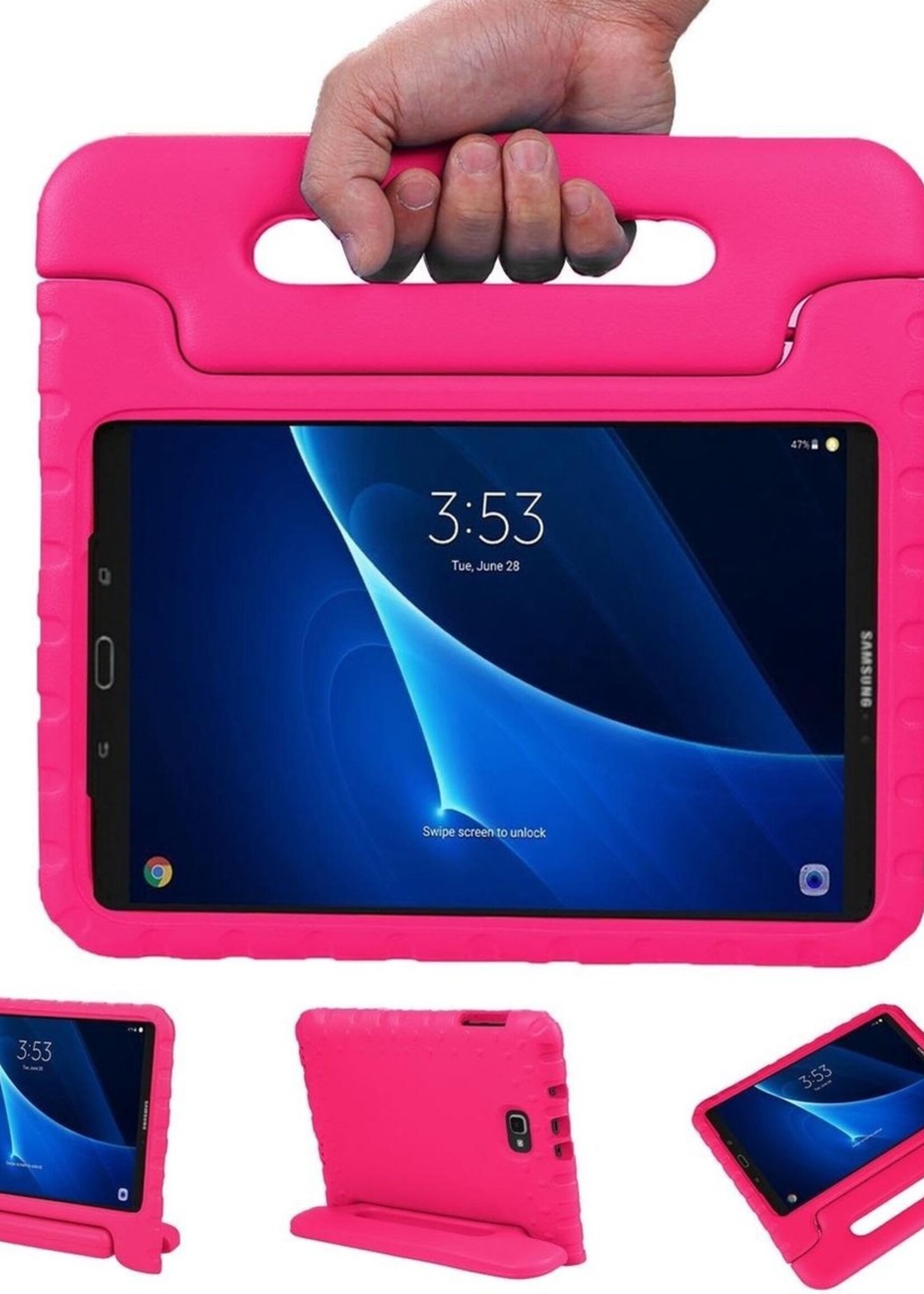 BTH Kinderhoes Geschikt voor Samsung Galaxy Tab A 10.1 2016 Hoes Kinder Hoesje Kids Case Cover Kidsproof - Hoesje Geschikt voor Samsung Tab A 10.1 2016 Hoesje Kinder Hoes - Roze
