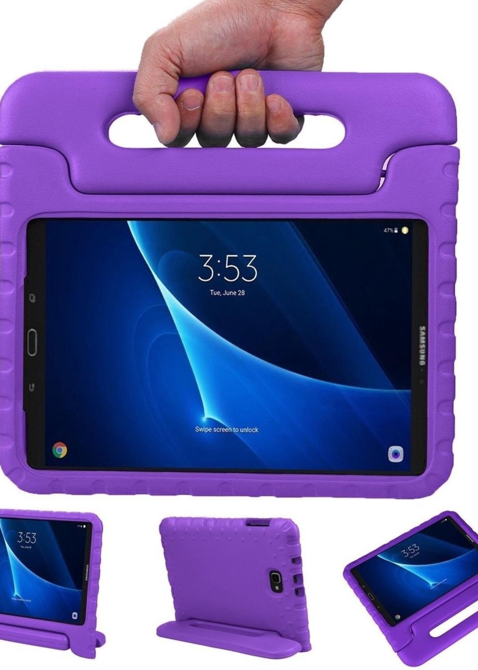BTH Kinderhoes Geschikt voor Samsung Galaxy Tab A 10.1 2016 Hoes Kinder Hoesje Kids Case Cover Kidsproof - Hoesje Geschikt voor Samsung Tab A 10.1 2016 Hoesje Kinder Hoes - Paars
