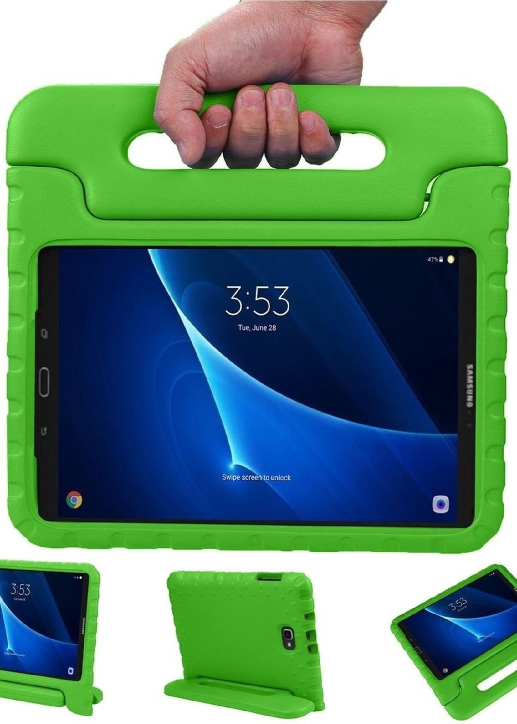 BTH Kinderhoes Geschikt voor Samsung Galaxy Tab A 10.1 2016 Hoes Kinder Hoesje Kids Case Cover Kidsproof - Hoesje Geschikt voor Samsung Tab A 10.1 2016 Hoesje Kinder Hoes - Groen