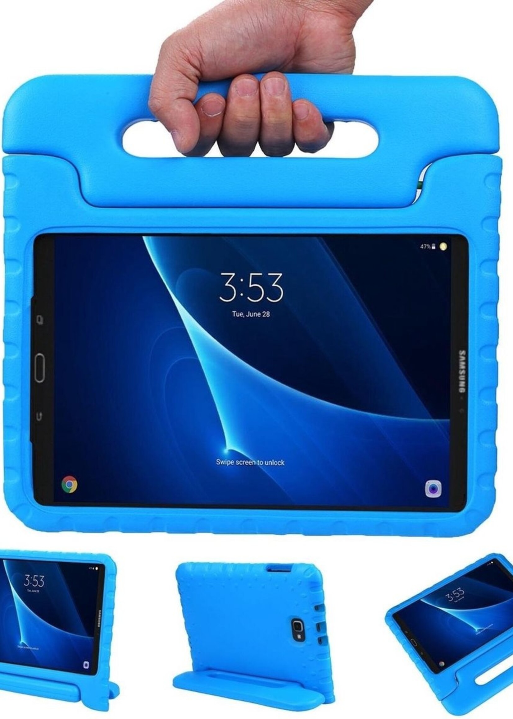 BTH Kinderhoes Geschikt voor Samsung Galaxy Tab A 10.5 2018 Hoes Kinder Hoesje Kids Case Cover Kidsproof - Hoesje Geschikt voor Samsung Tab A 10.5 2018 Hoesje Kinder Hoes - Blauw