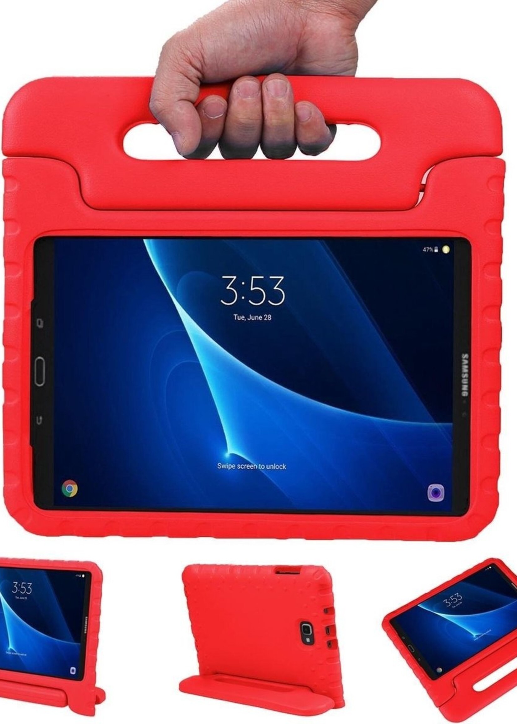 BTH Kinderhoes Geschikt voor Samsung Galaxy Tab A 10.5 2018 Hoes Kinder Hoesje Kids Case Cover Kidsproof - Hoesje Geschikt voor Samsung Tab A 10.5 2018 Hoesje Kinder Hoes - Rood