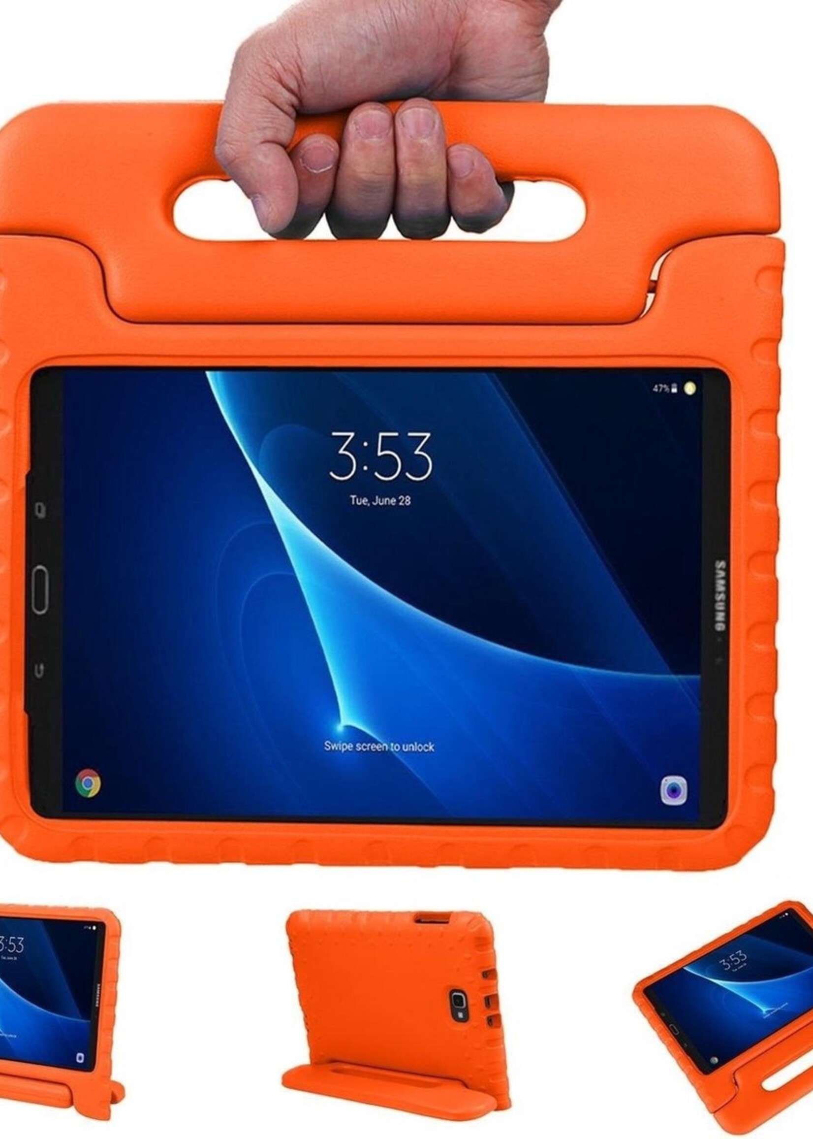 BTH Kinderhoes Geschikt voor Samsung Galaxy Tab A 10.5 2018 Hoes Kinder Hoesje Kids Case Cover Kidsproof - Hoesje Geschikt voor Samsung Tab A 10.5 2018 Hoesje Kinder Hoes - Oranje