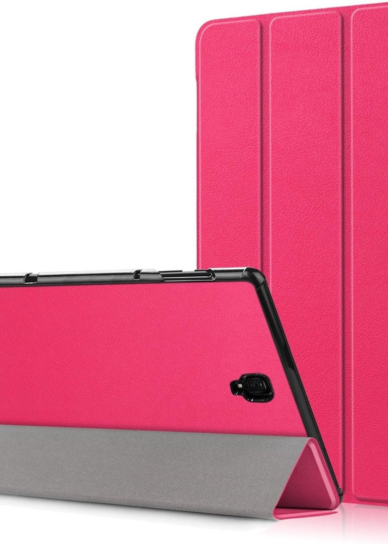 BTH Hoes Geschikt voor Samsung Galaxy Tab A 10.5 2018 Hoes Book Case Hoesje Trifold Cover - Hoesje Geschikt voor Samsung Tab A 10.5 2018 Hoesje Bookcase - Roze