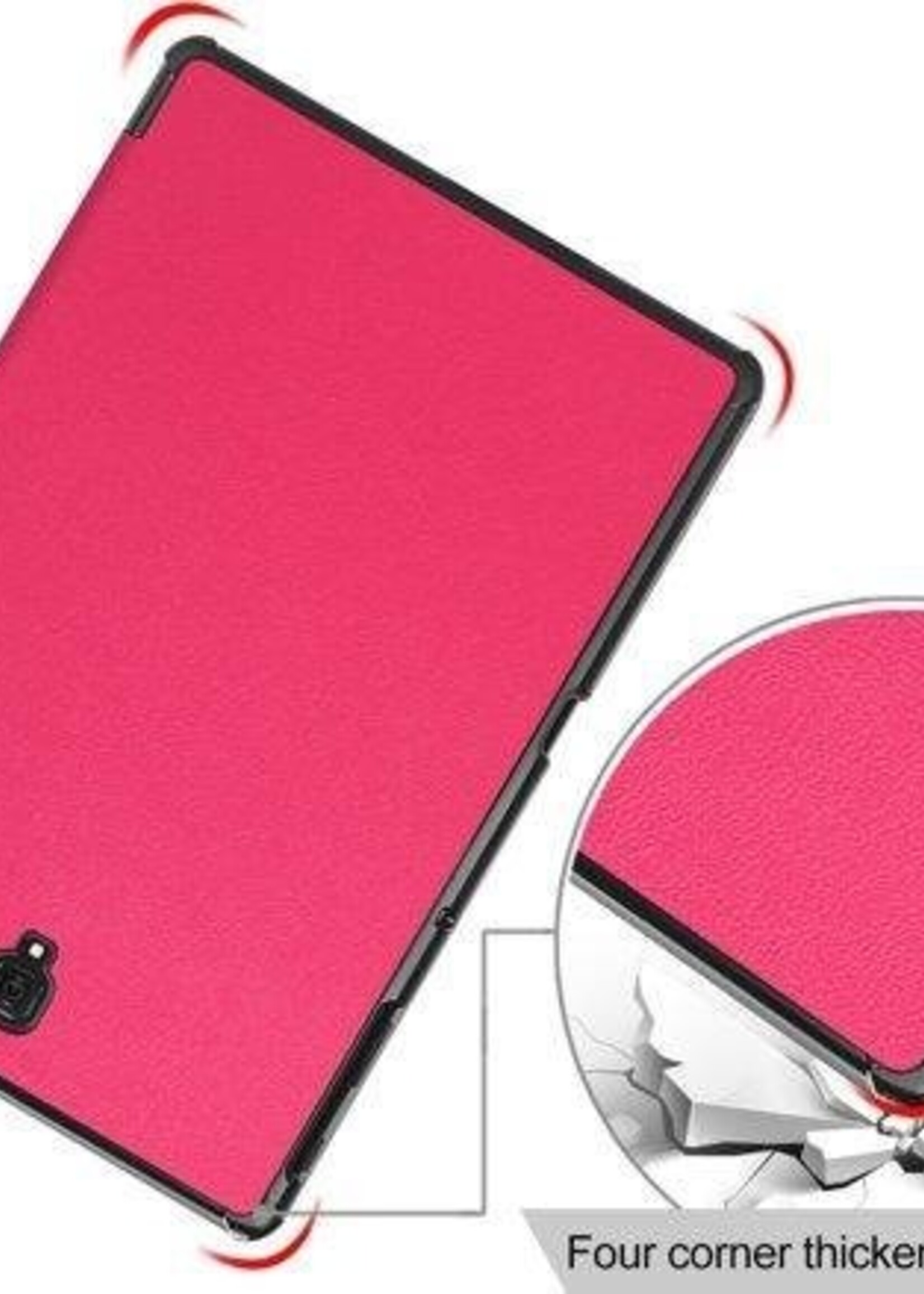 BTH Hoes Geschikt voor Samsung Galaxy Tab A 10.5 2018 Hoes Book Case Hoesje Trifold Cover - Hoesje Geschikt voor Samsung Tab A 10.5 2018 Hoesje Bookcase - Roze
