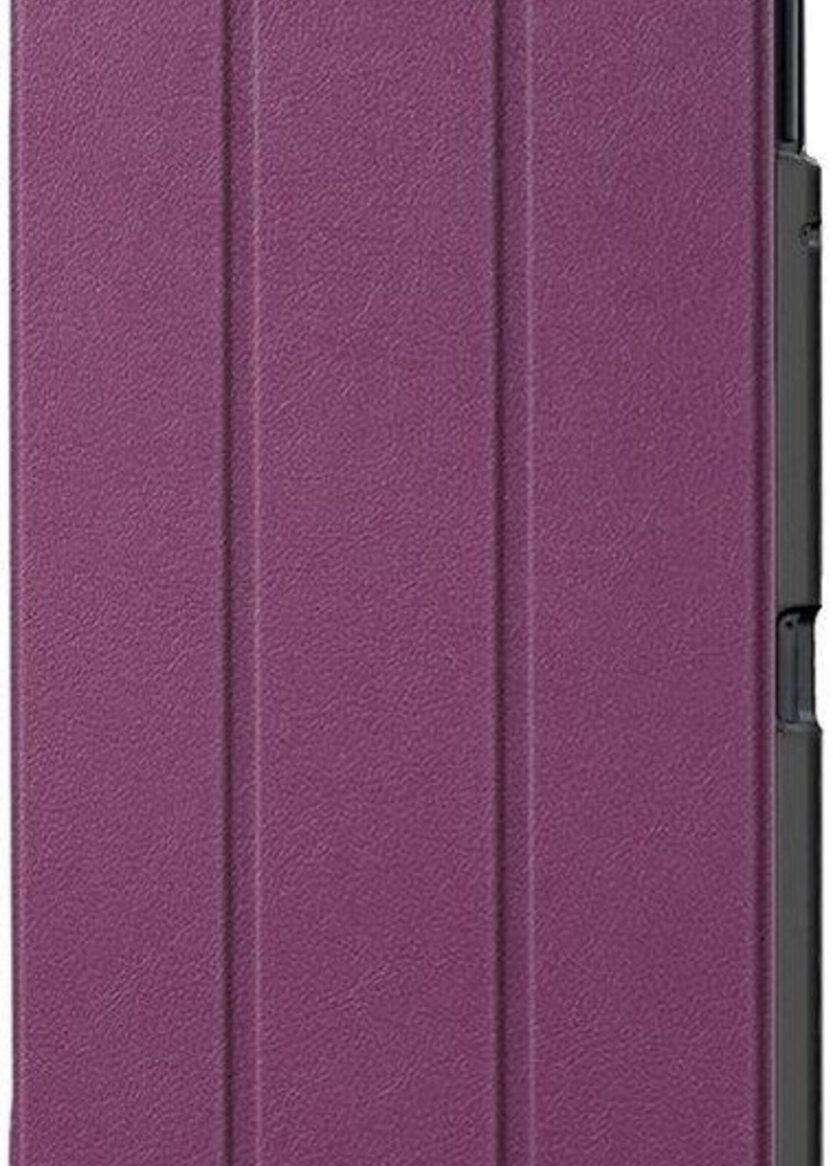 BTH Hoes Geschikt voor Samsung Galaxy Tab A 10.5 2018 Hoes Book Case Hoesje Trifold Cover - Hoesje Geschikt voor Samsung Tab A 10.5 2018 Hoesje Bookcase - Paars