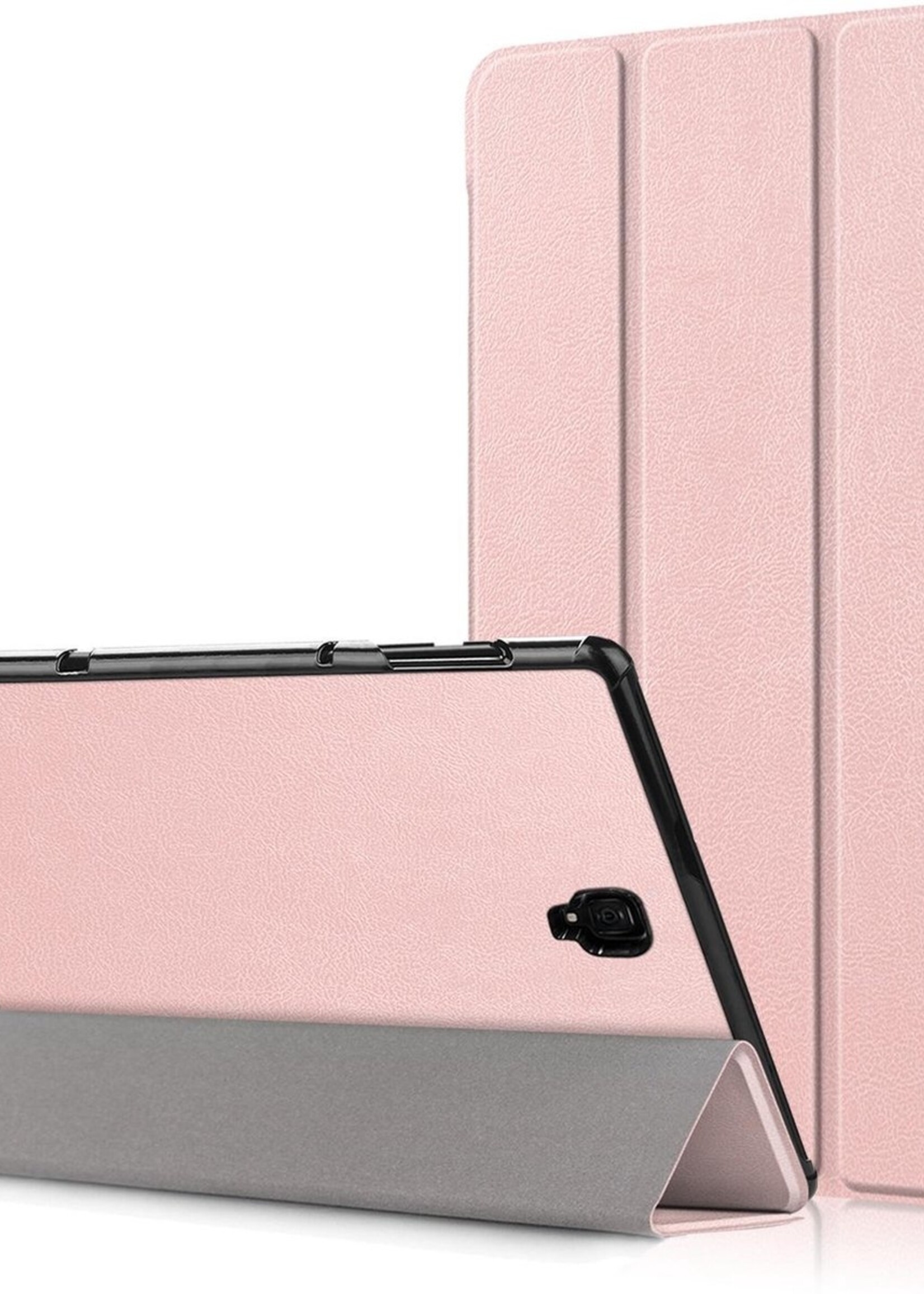 BTH Hoes Geschikt voor Samsung Galaxy Tab A 10.5 2018 Hoes Book Case Hoesje Trifold Cover - Hoesje Geschikt voor Samsung Tab A 10.5 2018 Hoesje Bookcase - Rosé goud