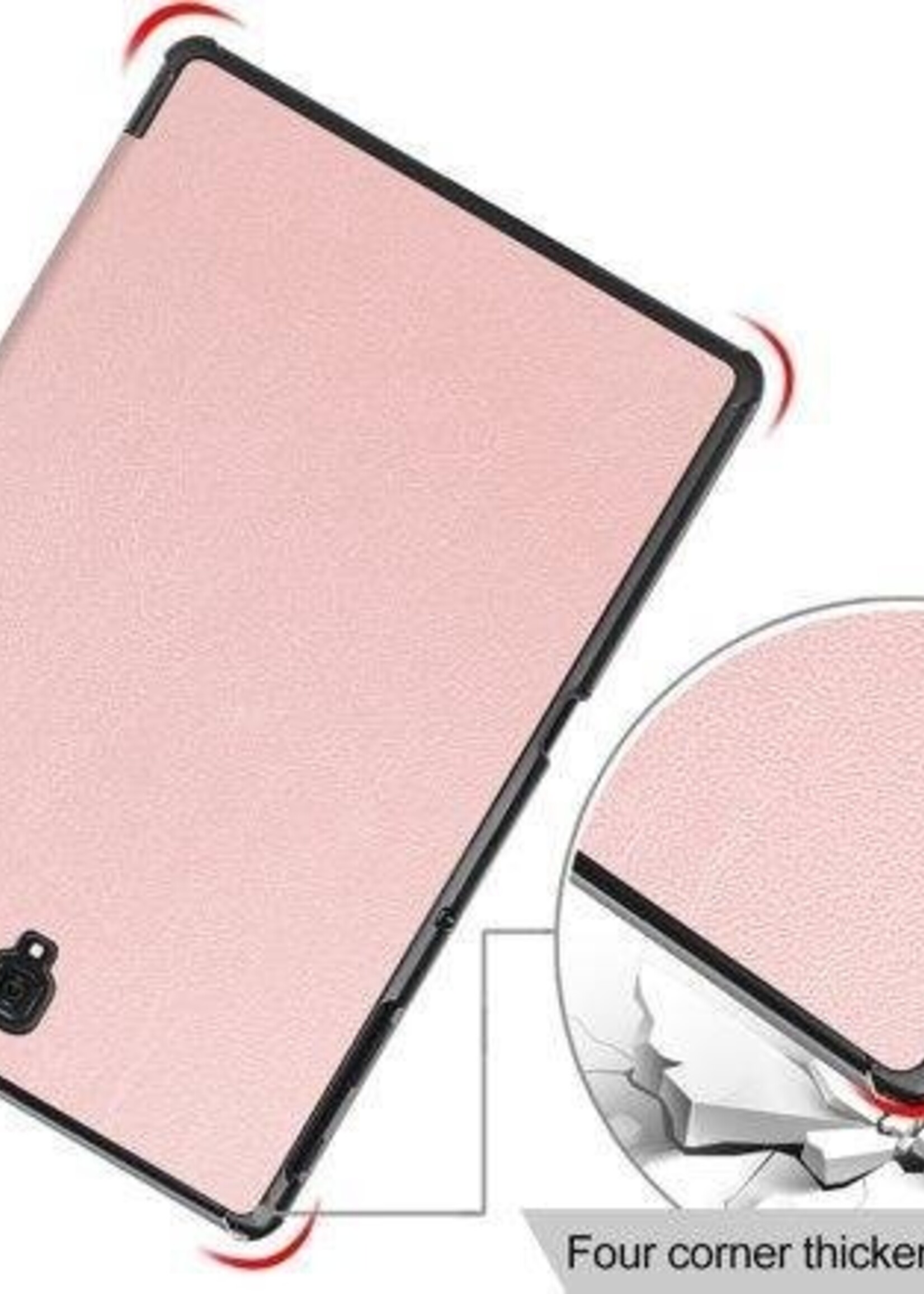 BTH Hoes Geschikt voor Samsung Galaxy Tab A 10.5 2018 Hoes Book Case Hoesje Trifold Cover - Hoesje Geschikt voor Samsung Tab A 10.5 2018 Hoesje Bookcase - Rosé goud