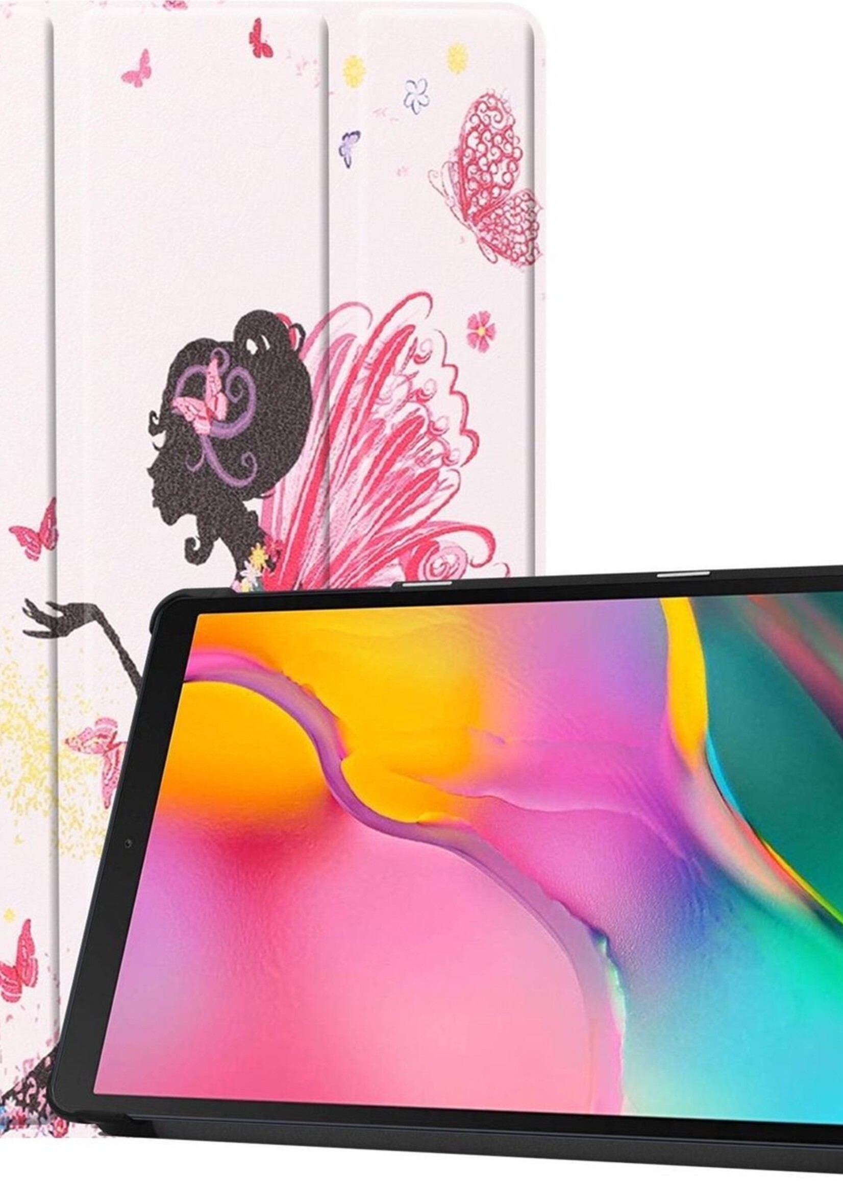 BTH Hoes Geschikt voor Samsung Galaxy Tab A 10.1 2019 Hoes Book Case Hoesje Trifold Cover - Hoesje Geschikt voor Samsung Tab A 10.1 2019 Hoesje Bookcase - Elfje