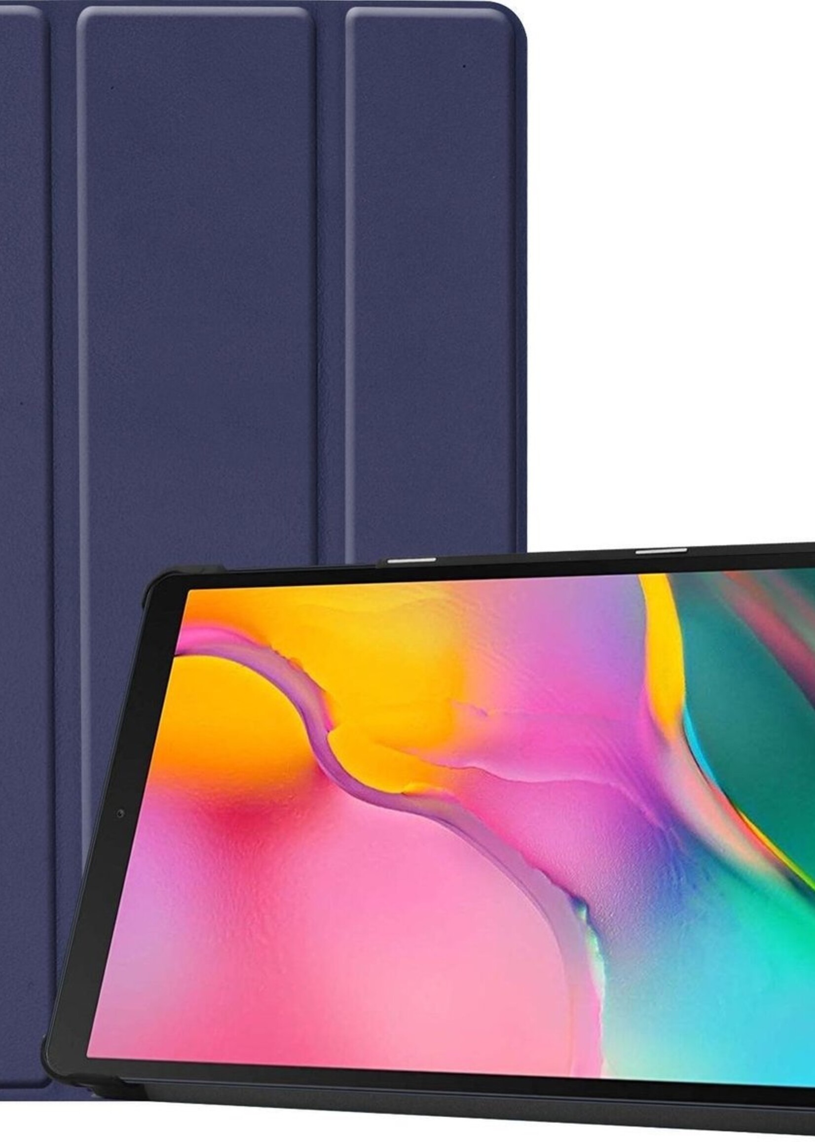 BTH Hoes Geschikt voor Samsung Galaxy Tab A 10.1 2019 Hoes Book Case Hoesje Trifold Cover - Hoesje Geschikt voor Samsung Tab A 10.1 2019 Hoesje Bookcase - Blauw