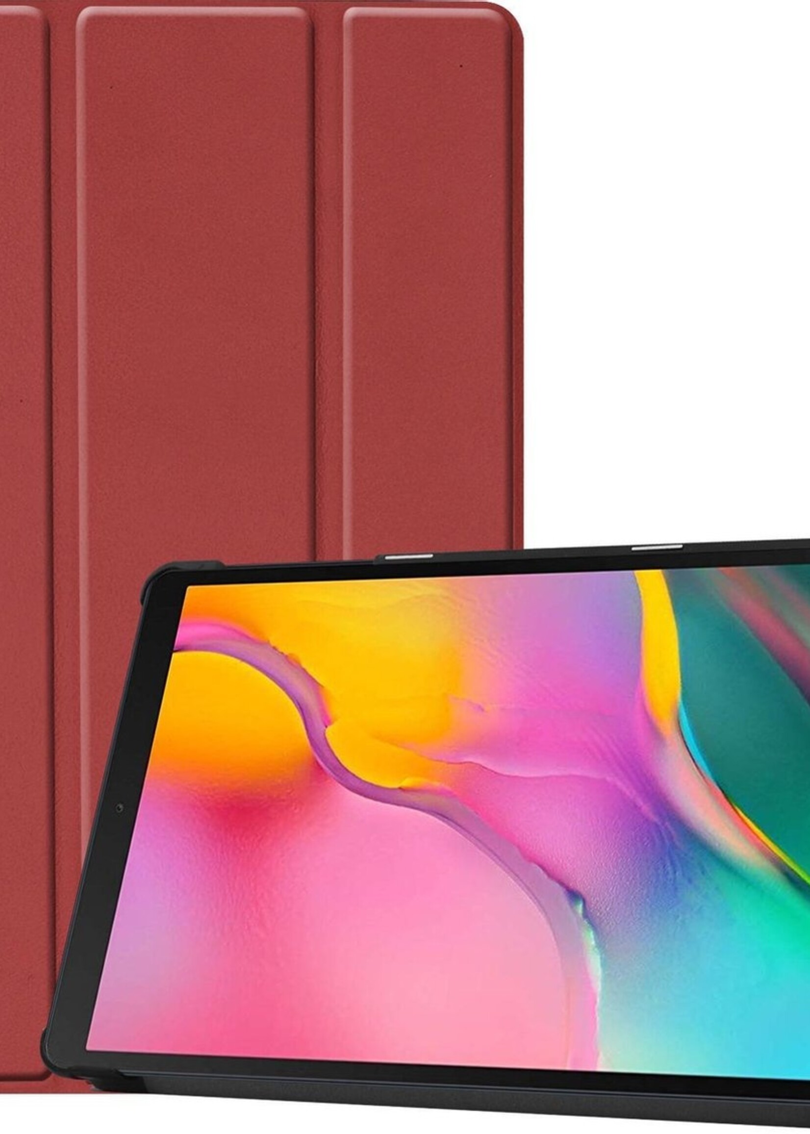BTH Hoes Geschikt voor Samsung Galaxy Tab A 10.1 2019 Hoes Book Case Hoesje Trifold Cover - Hoesje Geschikt voor Samsung Tab A 10.1 2019 Hoesje Bookcase - Rood