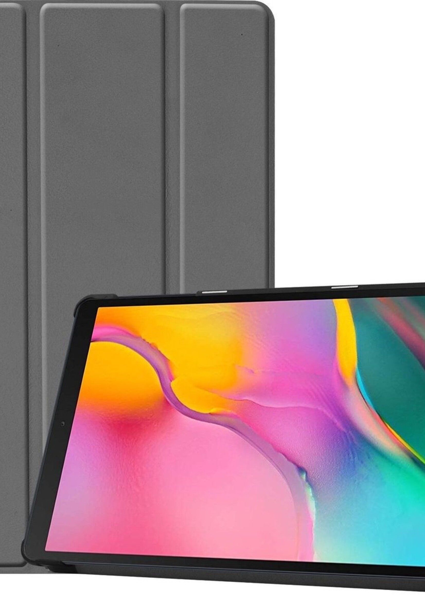 BTH Hoes Geschikt voor Samsung Galaxy Tab A 10.1 2019 Hoes Book Case Hoesje Trifold Cover - Hoesje Geschikt voor Samsung Tab A 10.1 2019 Hoesje Bookcase - Grijs